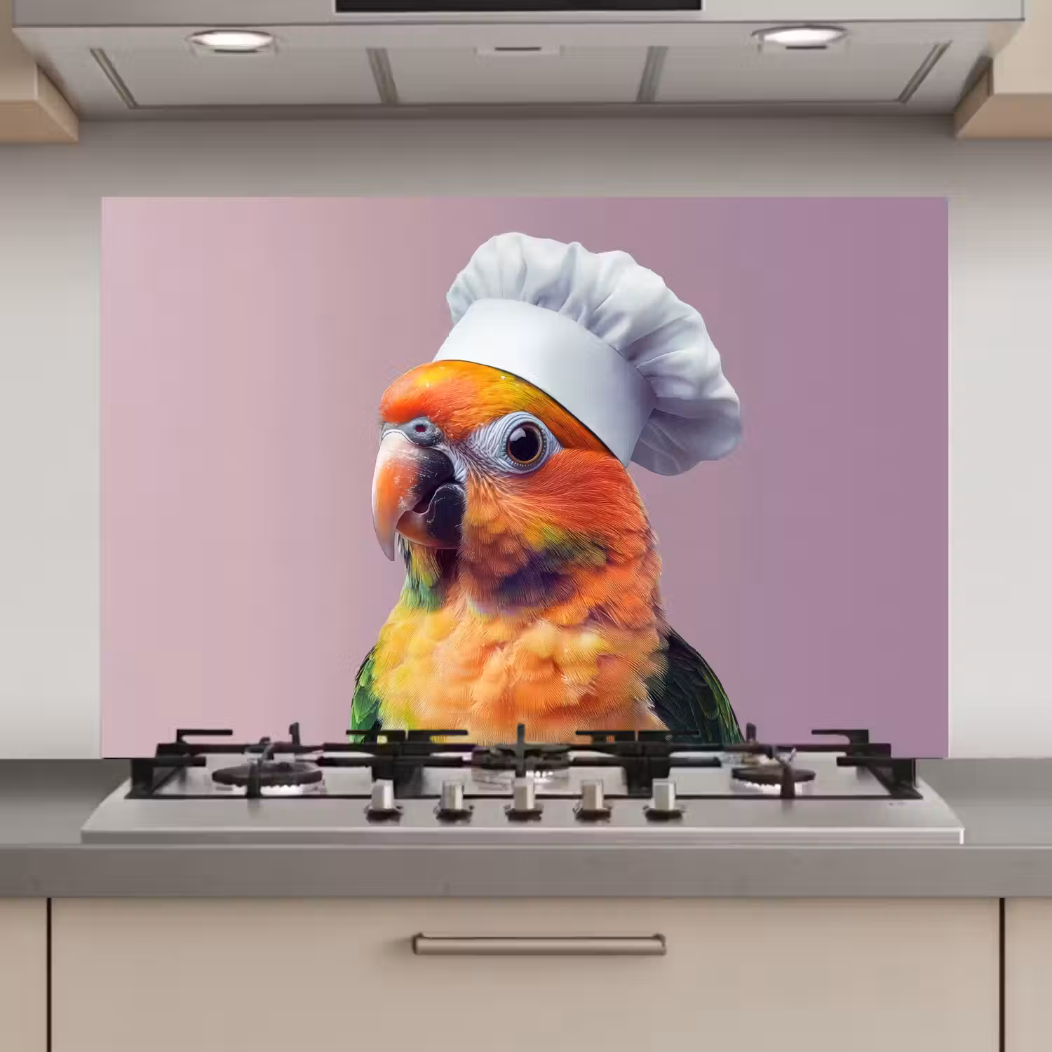 Papegaai - Koksmuts - Nieuwsgierig - Vogel keuken achterwand spatscherm klein -3d_website