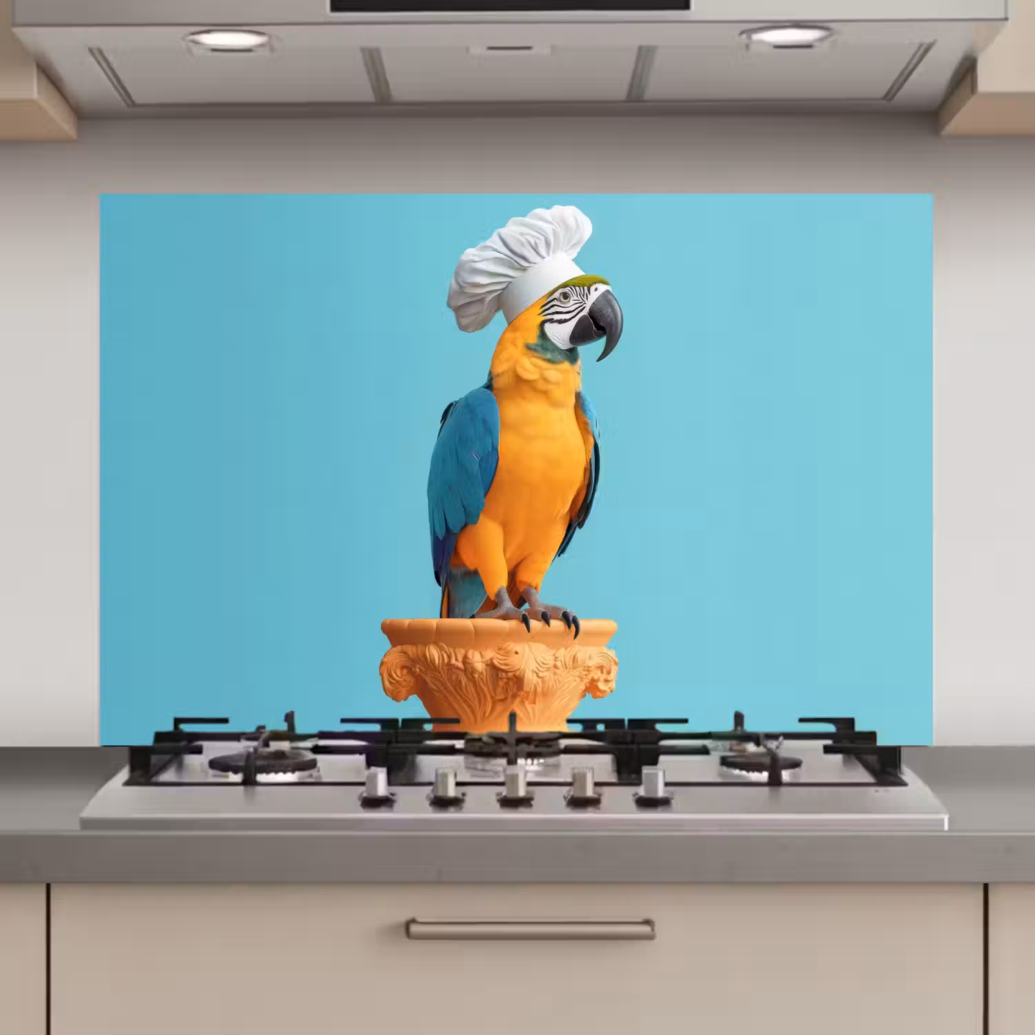 Papegaai - Koksmuts - Grappig - Vogel keuken achterwand spatscherm klein -3d_website