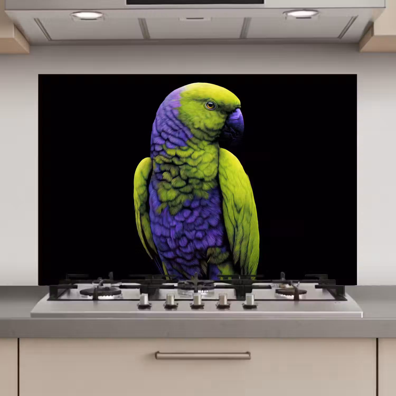 Papegaai - Veren - Opvallend - Groen keuken achterwand spatscherm klein -3d_website
