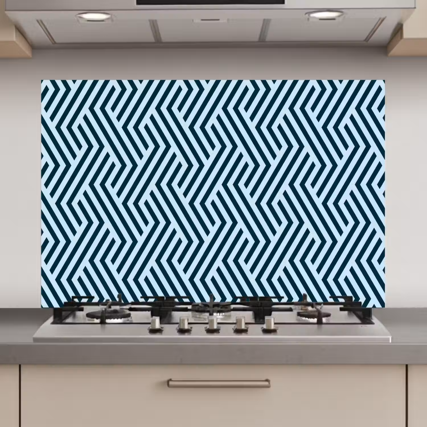 Patroon - Blauw - Lijnen - Zigzag keuken achterwand spatscherm klein 900 -3d_website