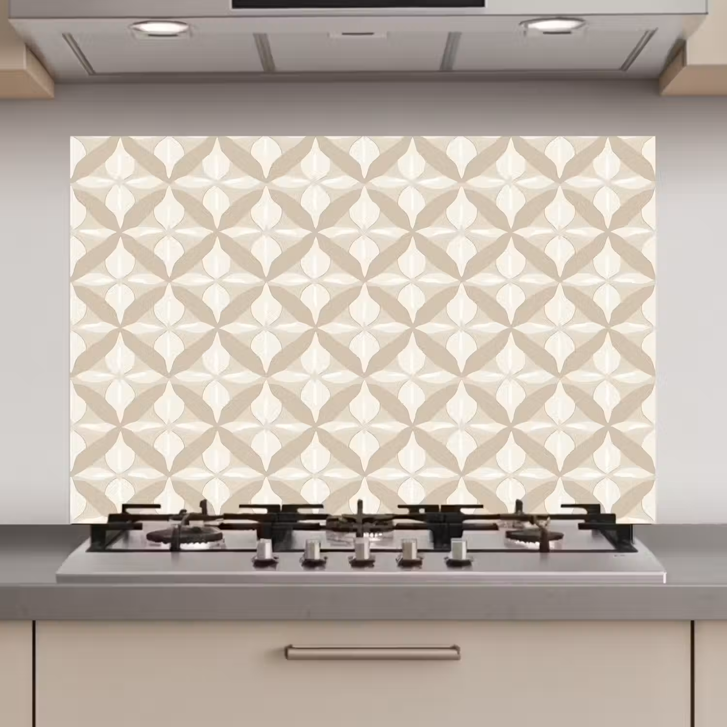 Patroon - Klassiek - Beige keuken achterwand spatscherm klein 900 -3d_website