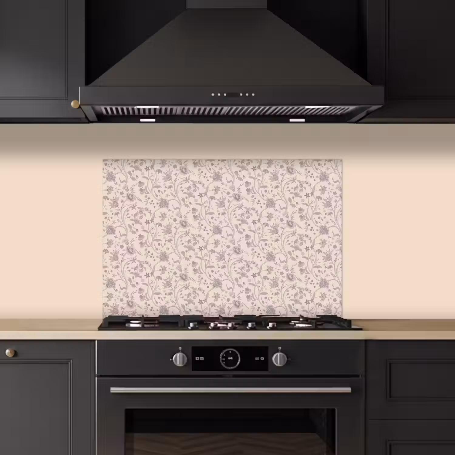 Patroon - Bloemen - Paars keuken achterwand spatscherm klein 900 -sfeer1