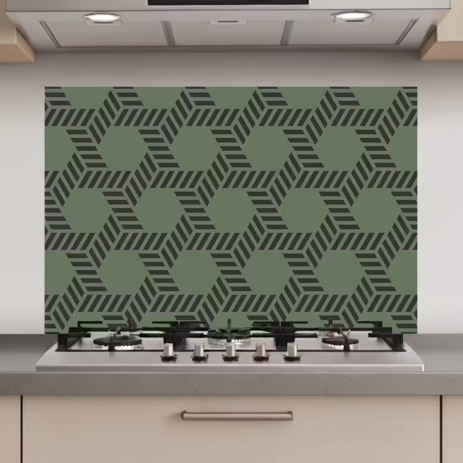 Patroon - Groen - Geometrisch keuken achterwand spatscherm klein 900 -3d_website