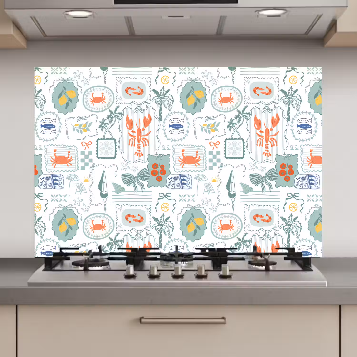 Zee - Sfeer - kreeft - Citroen keuken achterwand spatscherm klein 900 -3d_website