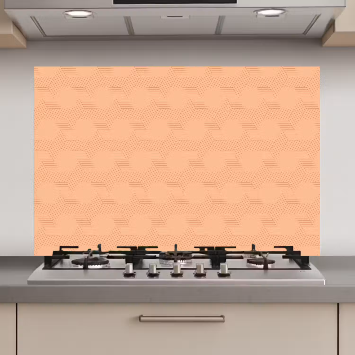 Patroon - Oranje - Lijnen keuken achterwand spatscherm klein 900 -3d_website