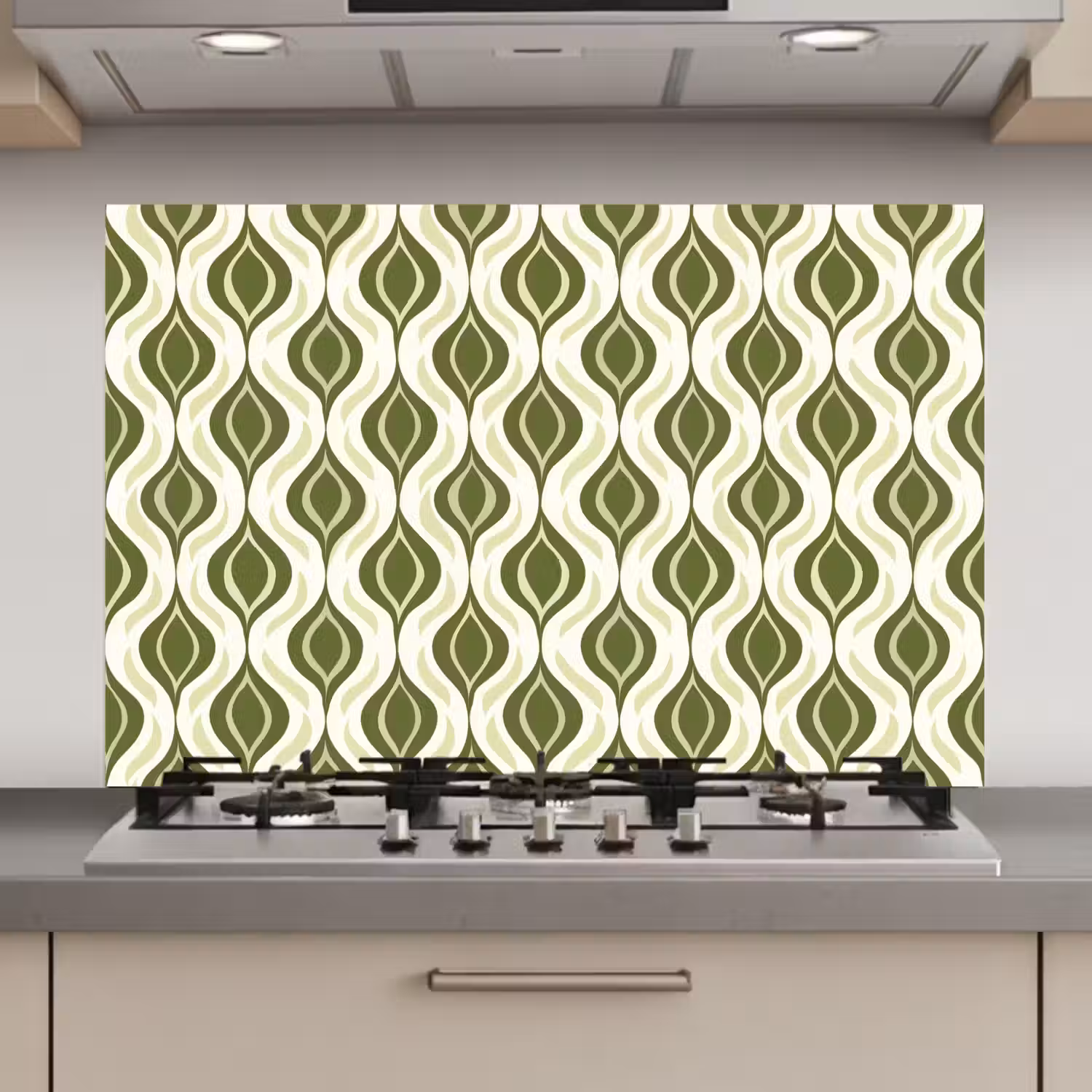 Patroon - Retro - Groen keuken achterwand spatscherm klein 900 -3d_website