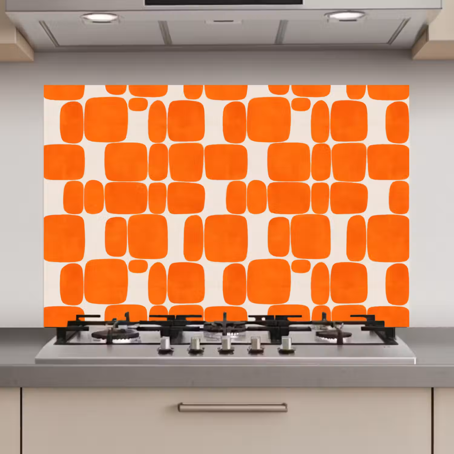 Patroon - Retro - Oranje keuken achterwand spatscherm klein 900 -3d_website