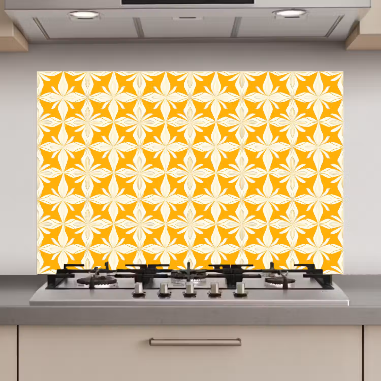 Patroon - Retro - Geel keuken achterwand spatscherm klein 900 -3d_website
