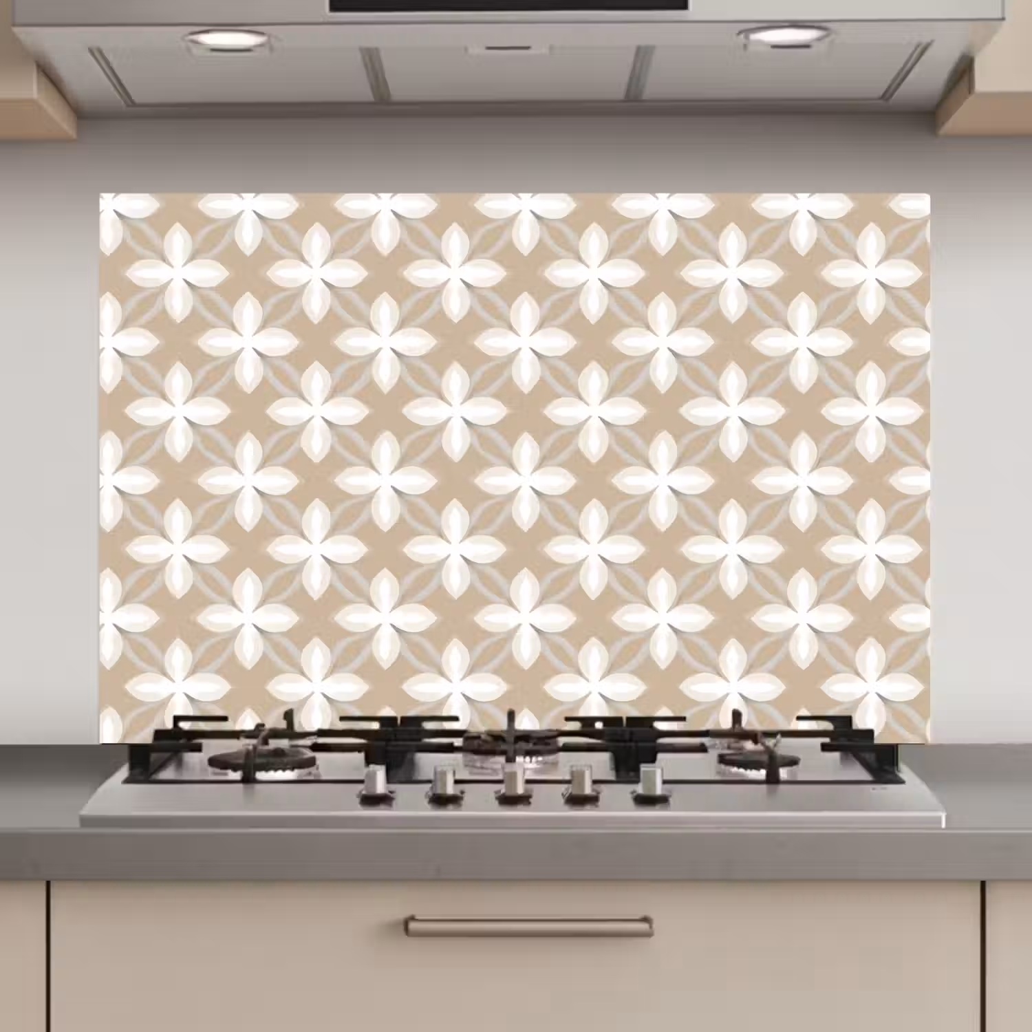 Patroon - Symmetrisch - Beige keuken achterwand spatscherm klein 900 -3d_website