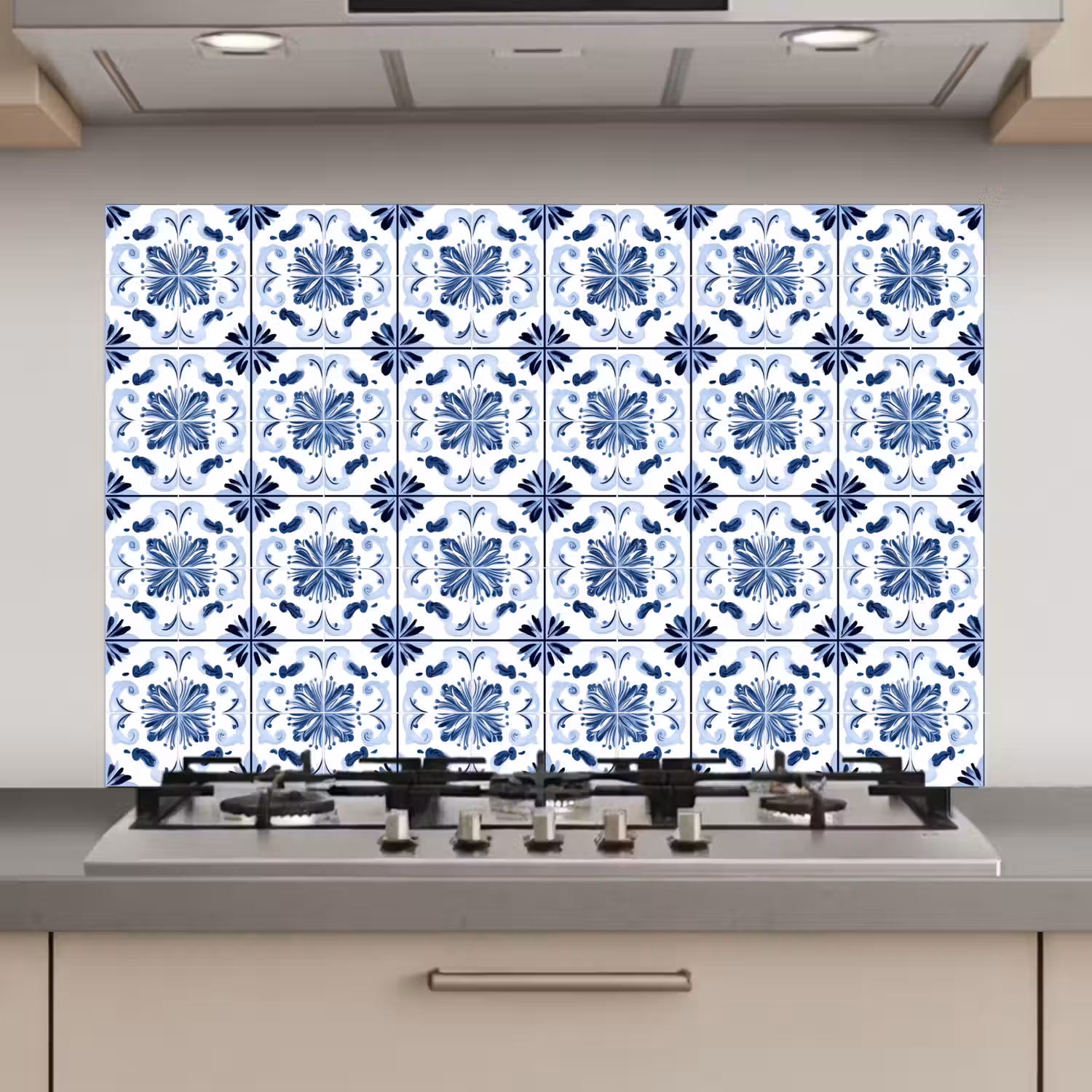Patroon - Tegel - Blauw keuken achterwand spatscherm klein 900 -3d_website