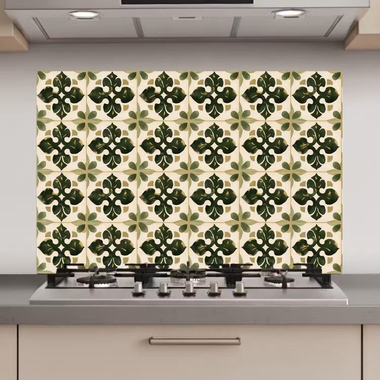 Patroon - Tegel - Groen keuken achterwand spatscherm klein 900 -3d_website