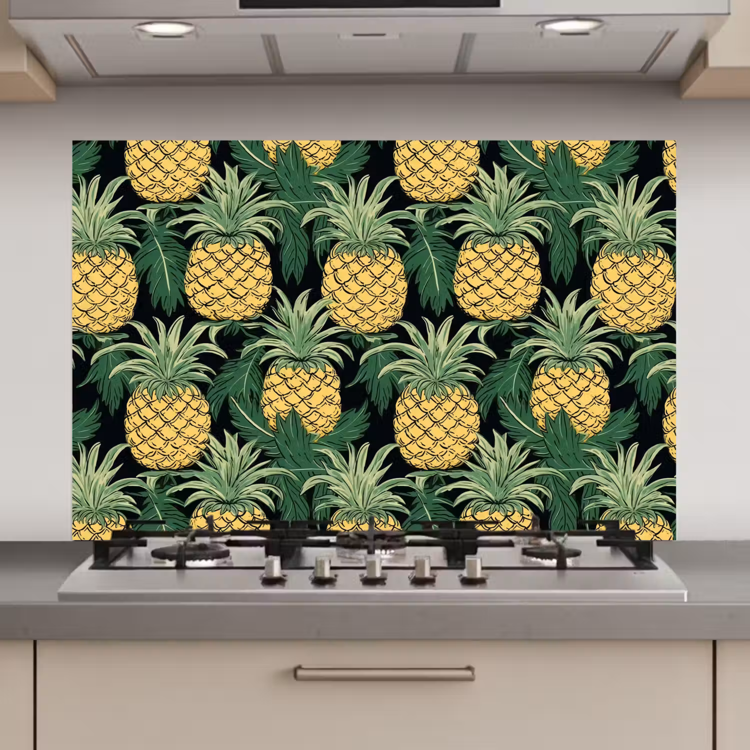 Patroon - Tropisch - Ananas - Illustratie keuken achterwand spatscherm klein 900 -3d_website