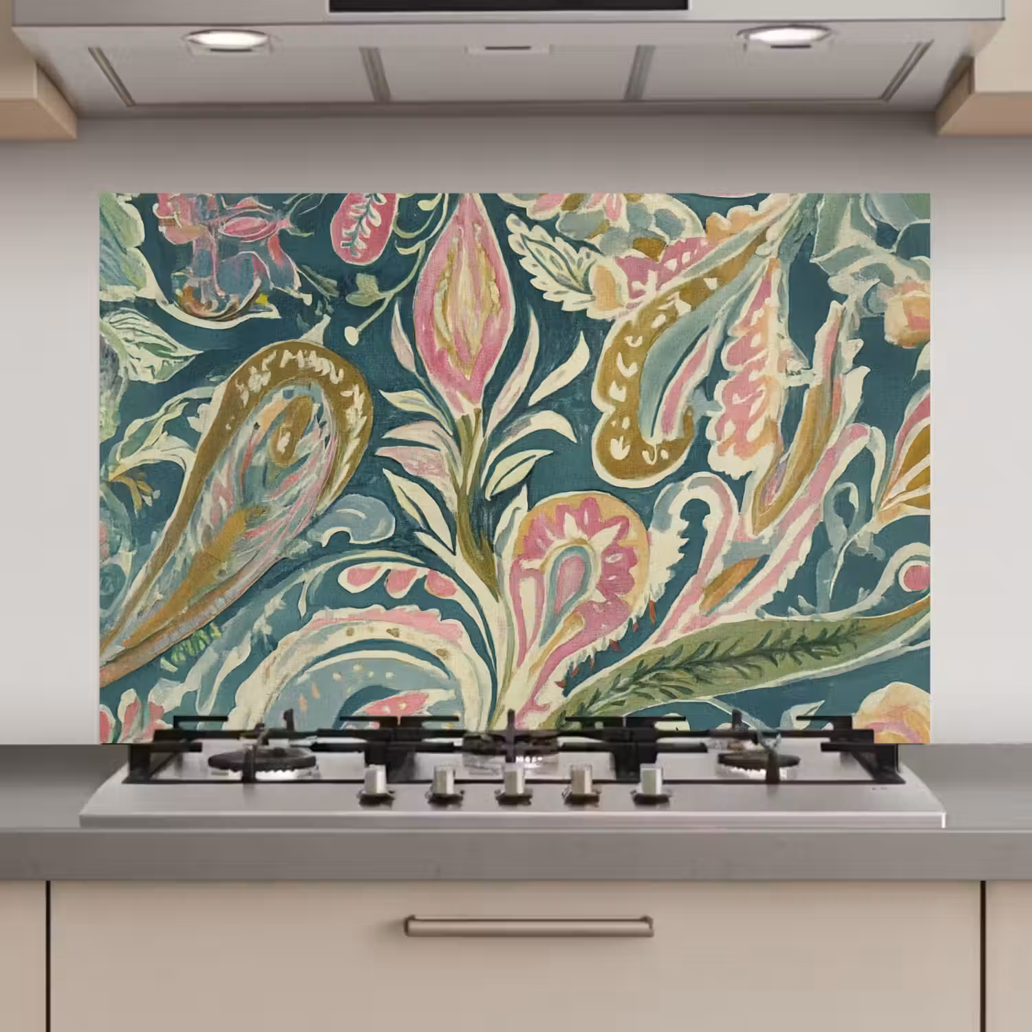 Patroon - Kleurrijk - Sierlijk - Groen keuken achterwand spatscherm klein -3d_website