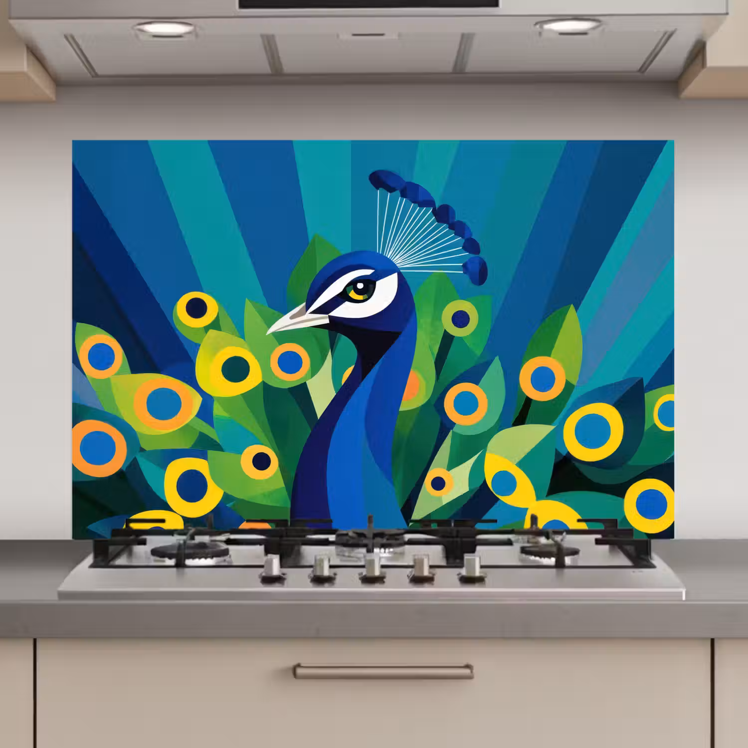 Pauw - Cirkels - Blauw keuken achterwand spatscherm klein -3d_website