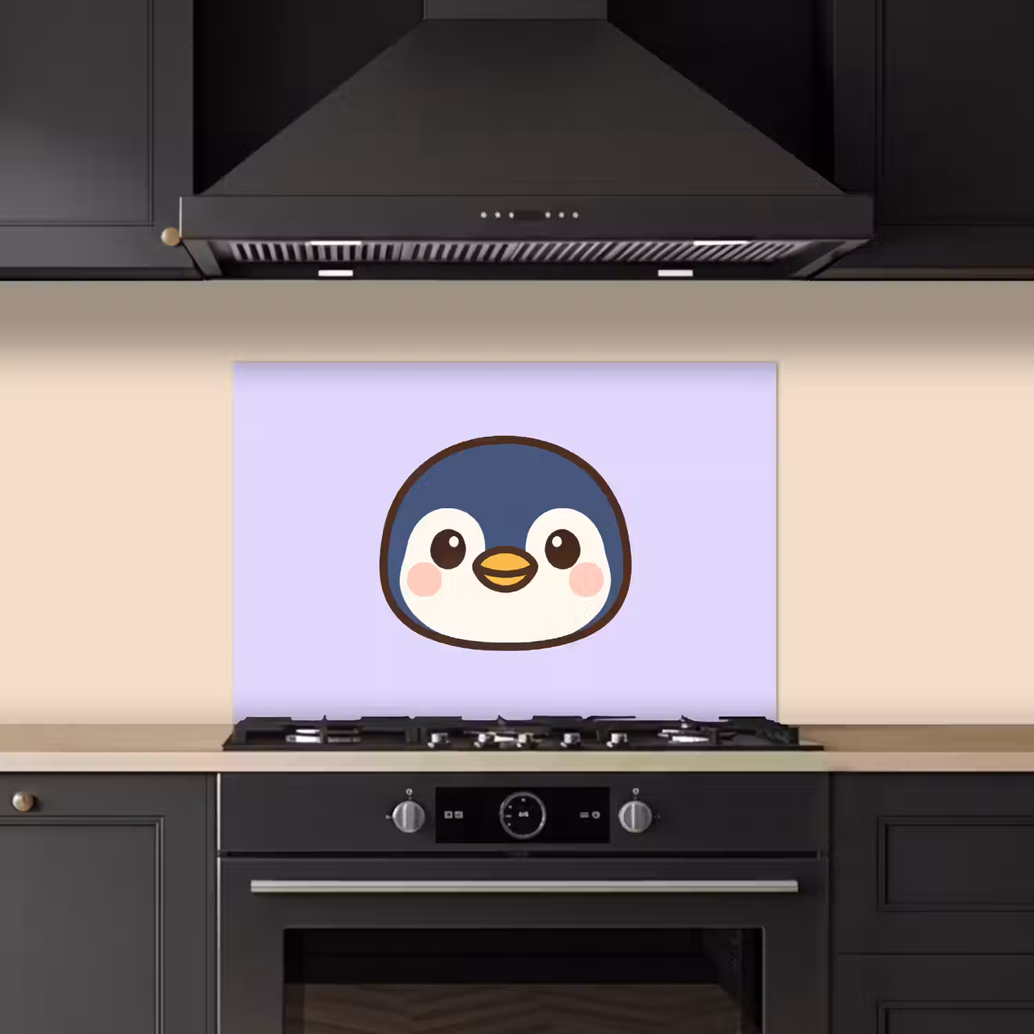 Pinguïn - Paars - Schattig keuken achterwand spatscherm klein -sfeer1