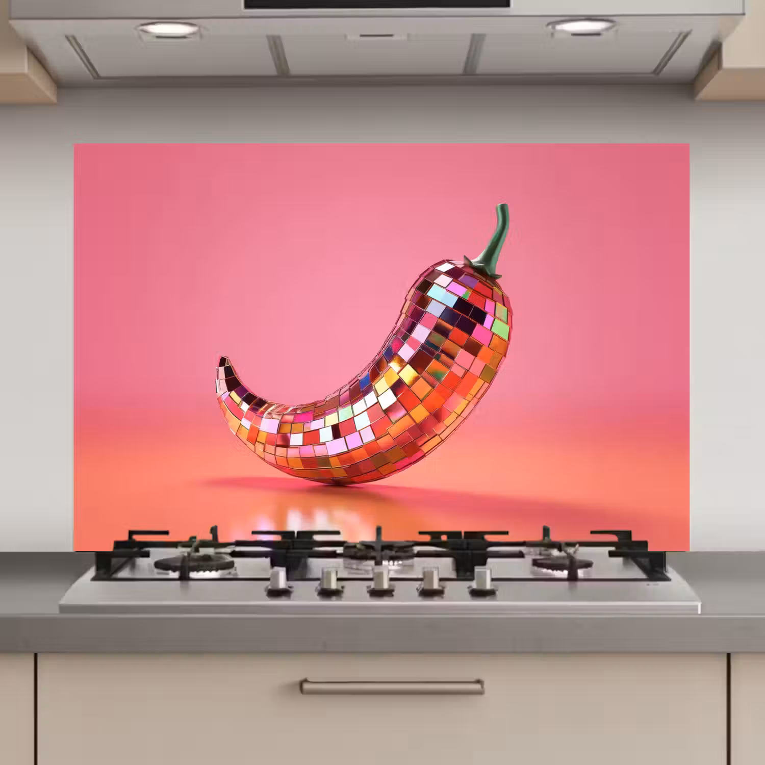 Peper - Disco - Rood - Glitter keuken achterwand spatscherm klein -3d_website