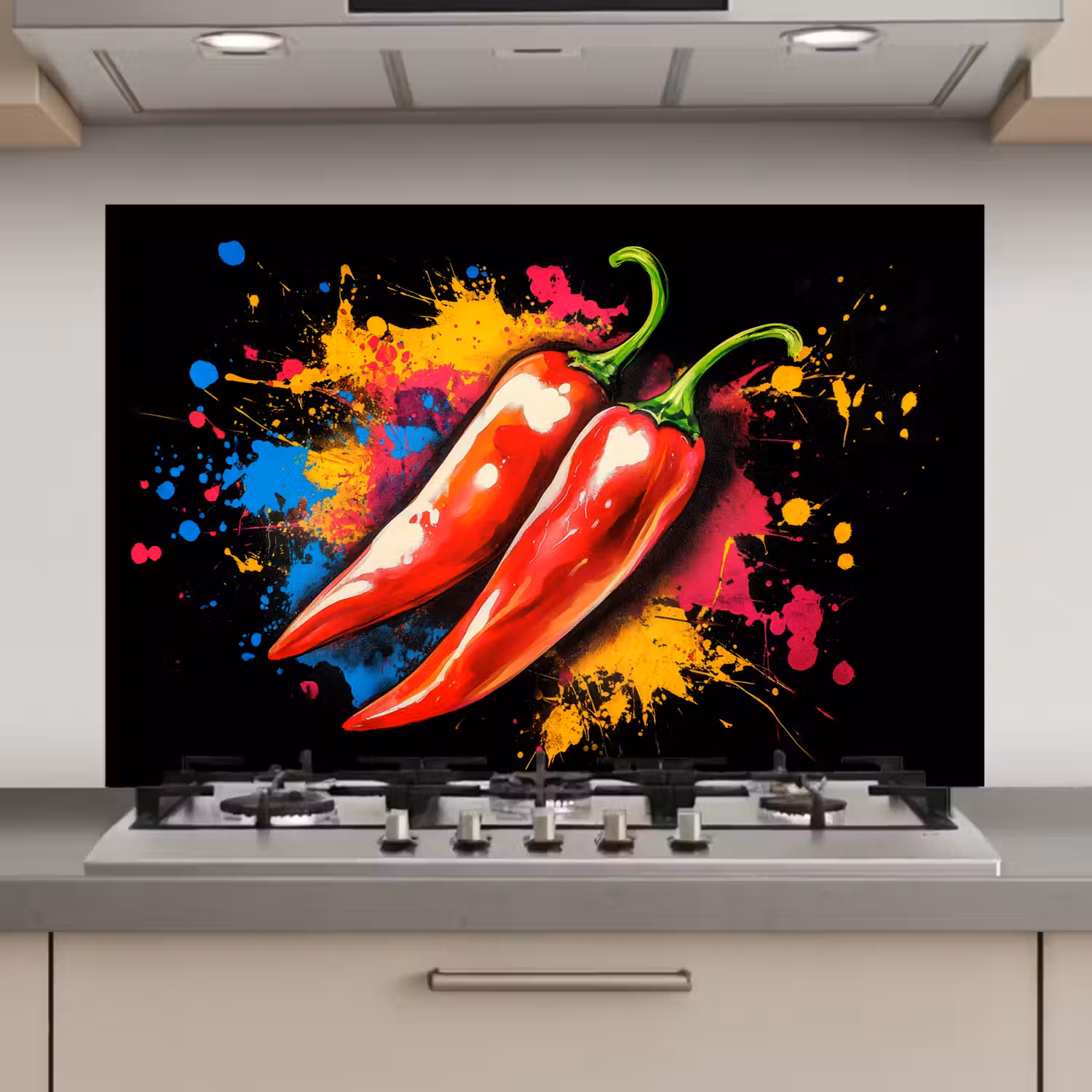 Peper - Graffiti - Verf - Abstract - Modern - Kleurrijk keuken achterwand spatscherm klein -3d_website