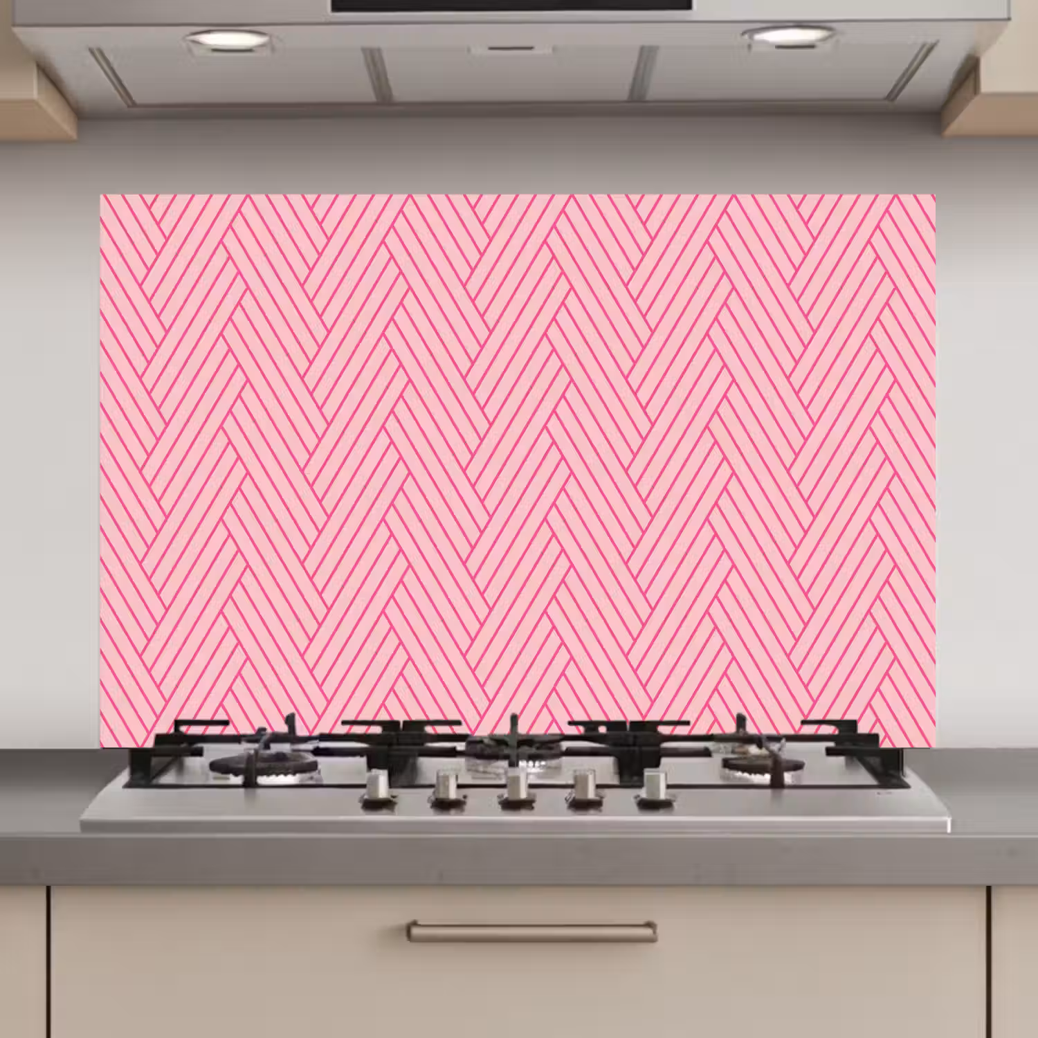 Roze - Patroon - Lijnen keuken achterwand spatscherm klein 900 -3d_website