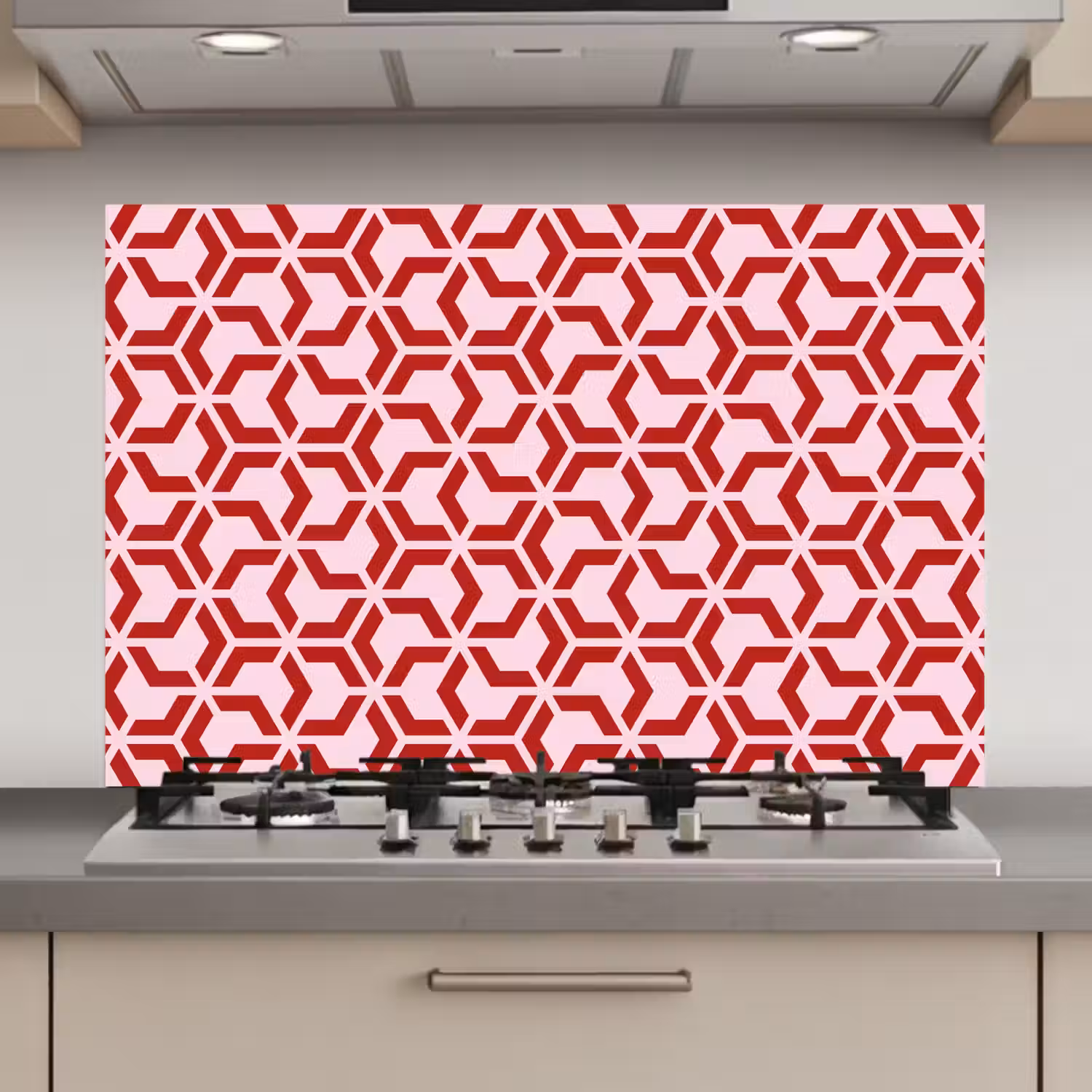 Roze - Rood - Geometrisch - Patroon keuken achterwand spatscherm klein 900 -3d_website