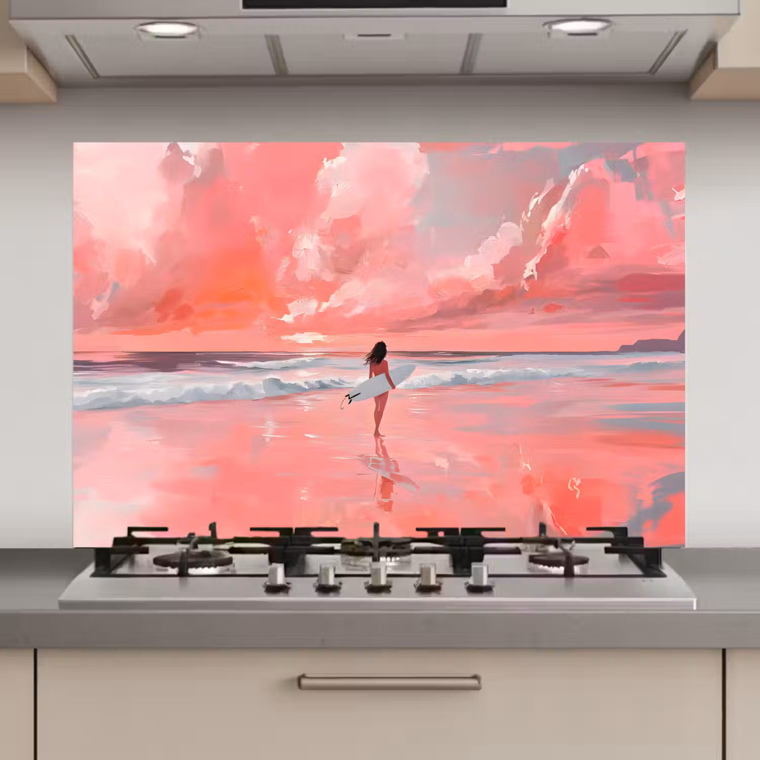 Roze - Surfen - Zee keuken achterwand spatscherm klein -3d_website