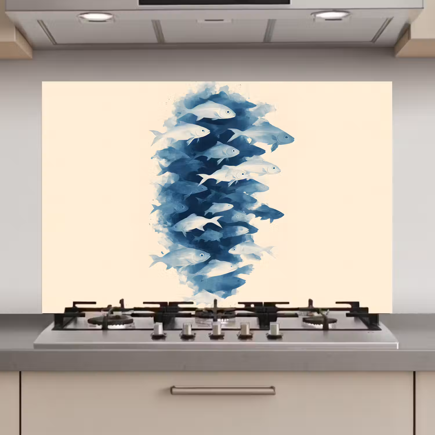 Vissen - Minimalistisch - Blauw keuken achterwand spatscherm klein -3d_website
