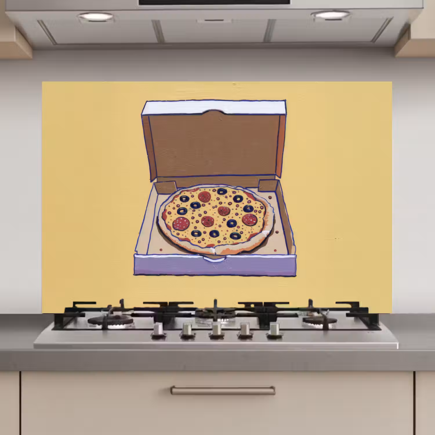 Pizza - Doos - Salami - Illustratie keuken achterwand spatscherm klein -3d_website