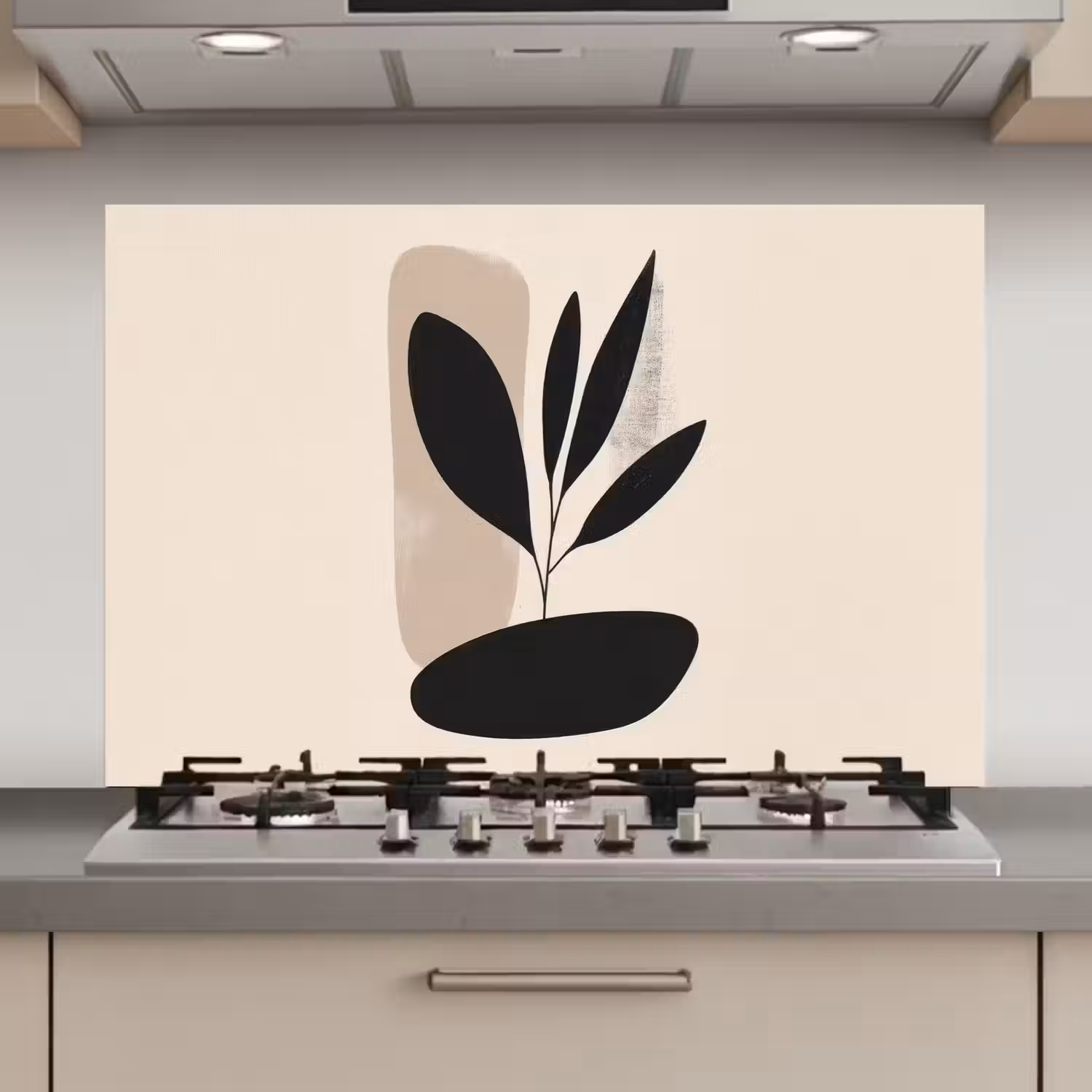 Plant - Beige - Japandi keuken achterwand spatscherm klein -3d_website