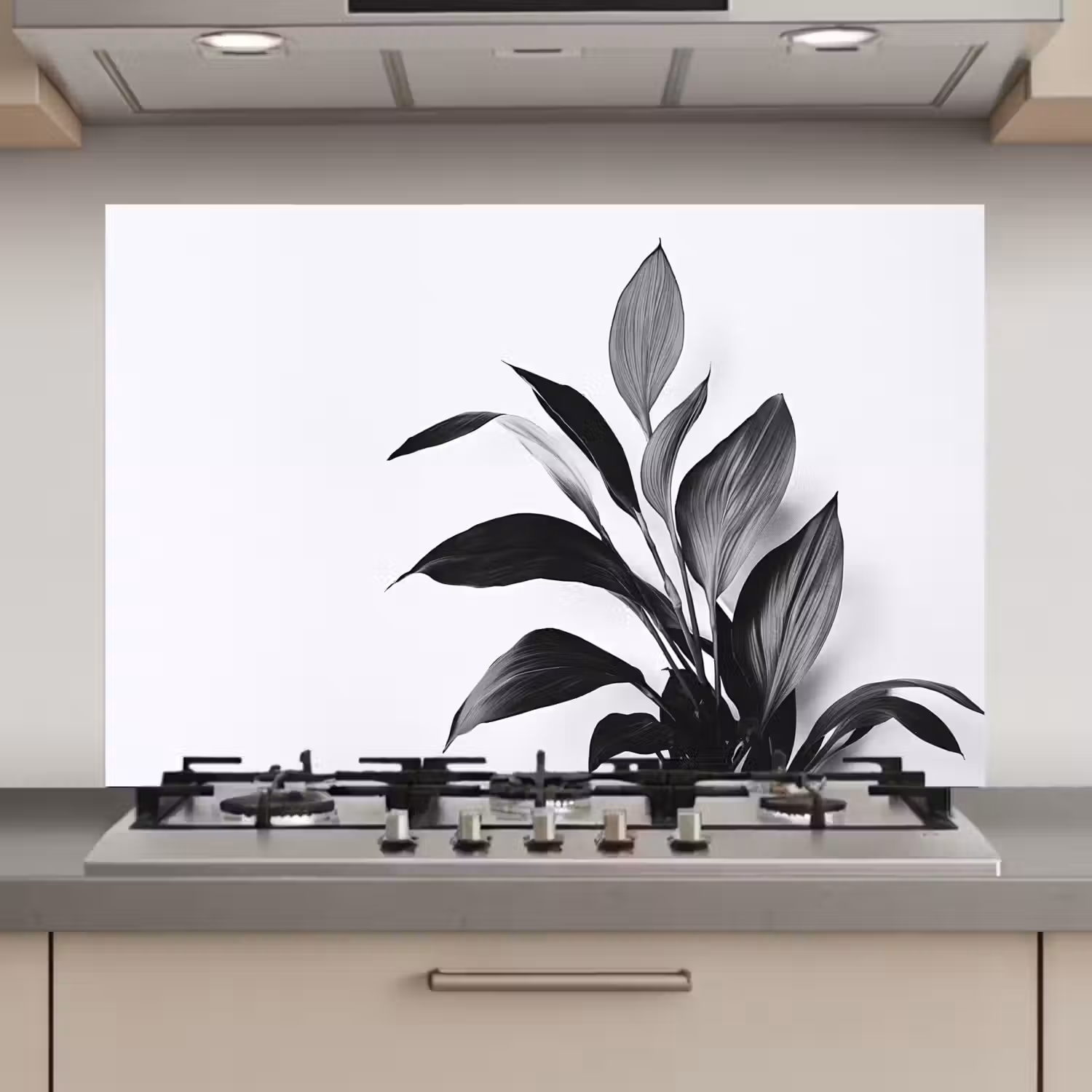 Plant - Bladeren - Minimalistisch - Zwart keuken achterwand spatscherm klein -3d_website