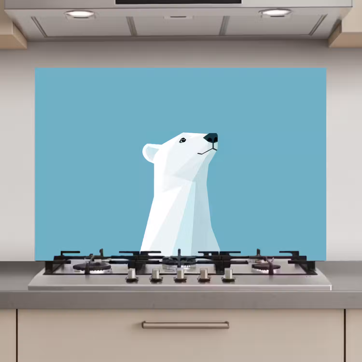 Ijsbeer - Lichtblauw - Minimalistisch keuken achterwand spatscherm klein -3d_website