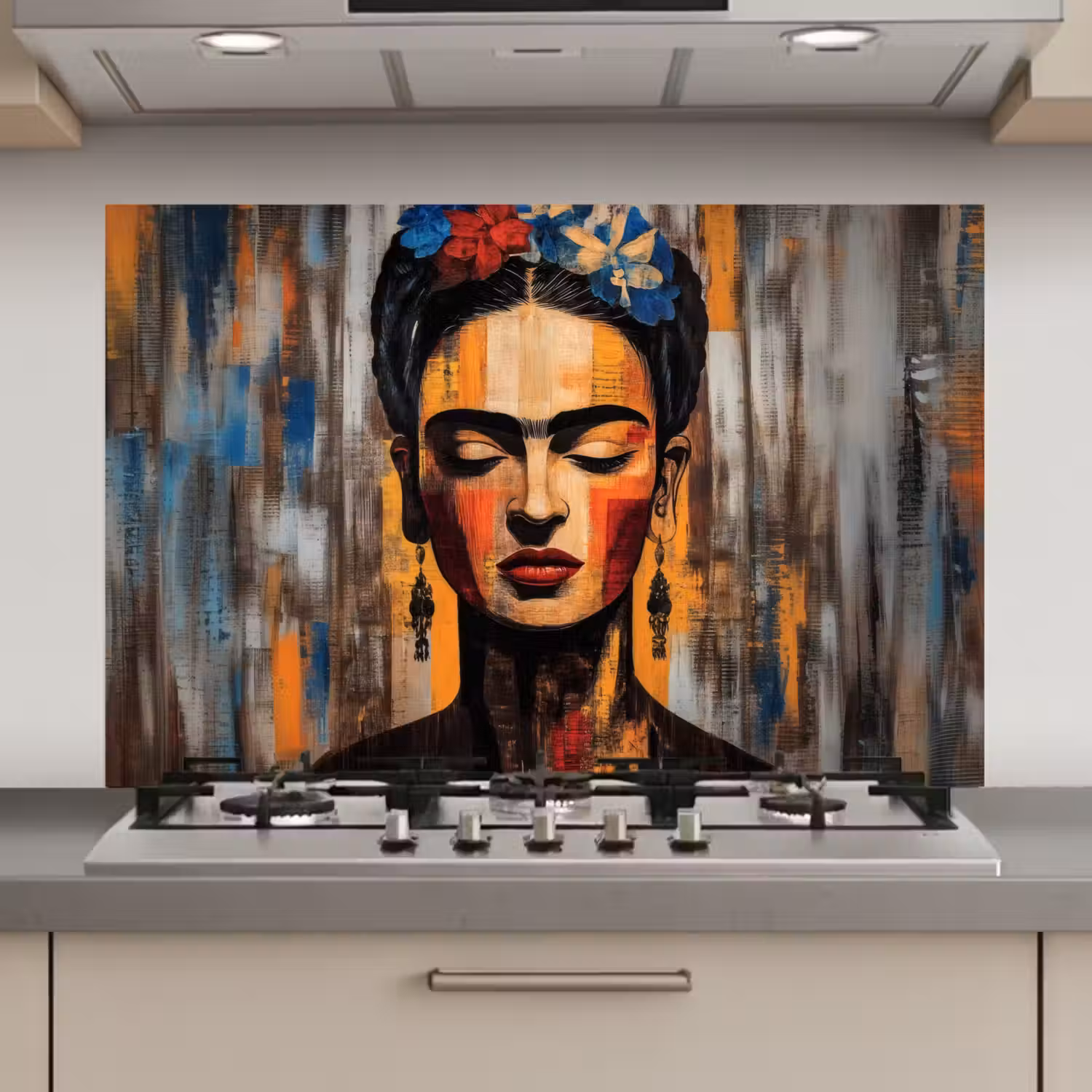 Portret - Vrouw - Bloemen keuken achterwand spatscherm klein -3d_website