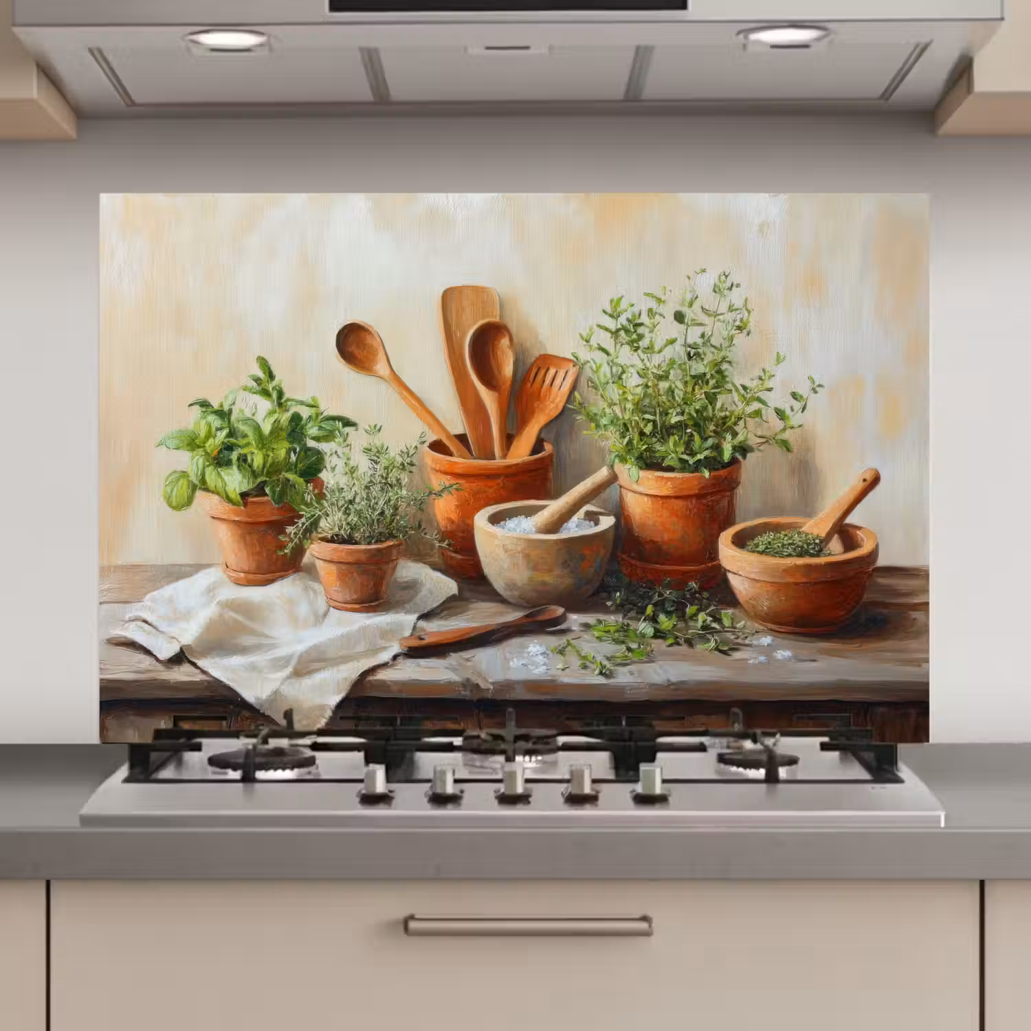 Potten - Kruiden - Hout keuken achterwand spatscherm klein -3d_website