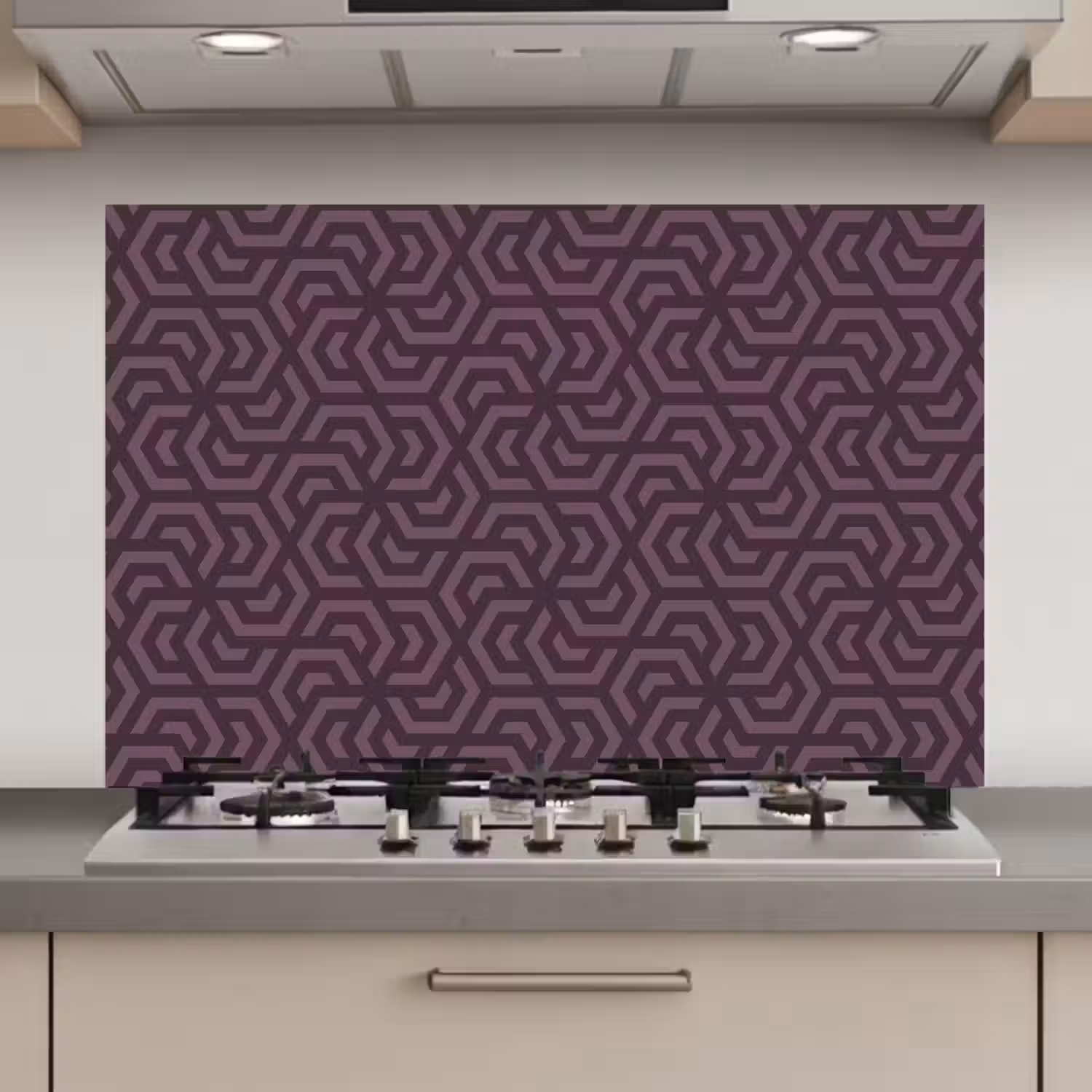 Paars - Geometrisch - Patroon - Donker keuken achterwand spatscherm klein 900 -3d_website