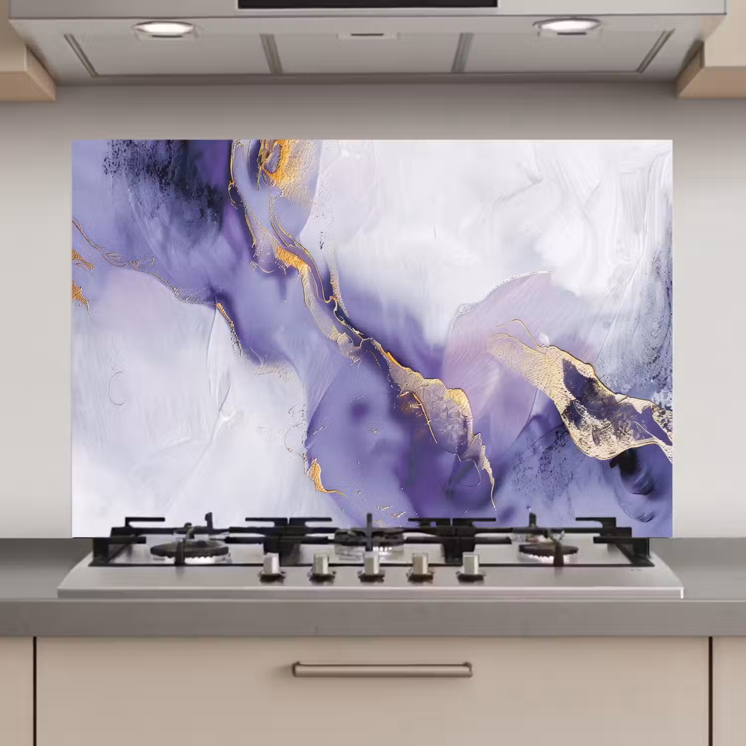 Paars - Modern - Marmer - Abstract keuken achterwand spatscherm klein -3d_website