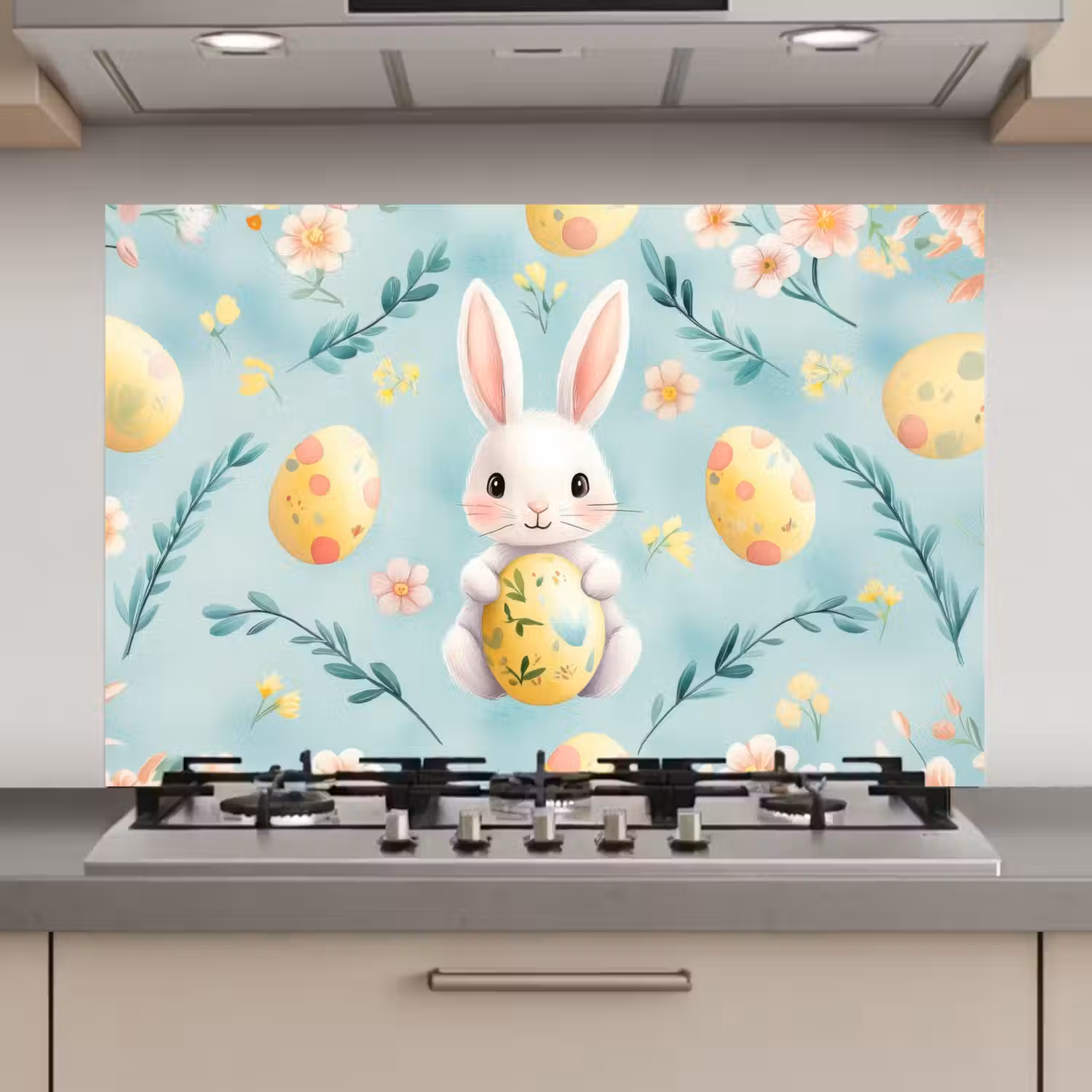 Konijn - Eieren - Takjes keuken achterwand spatscherm klein -3d_website