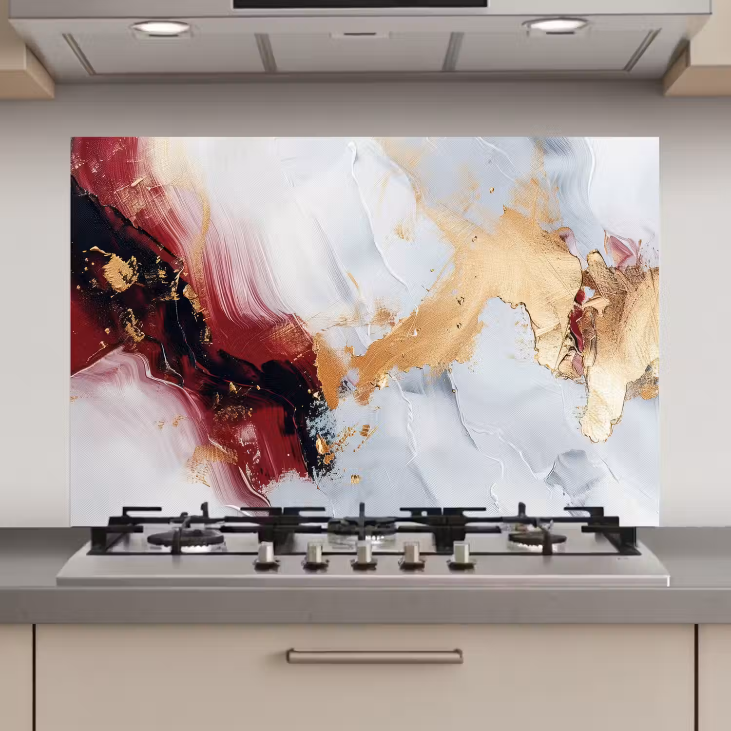Rood - Abstract - Goud - Modern keuken achterwand spatscherm klein -3d_website