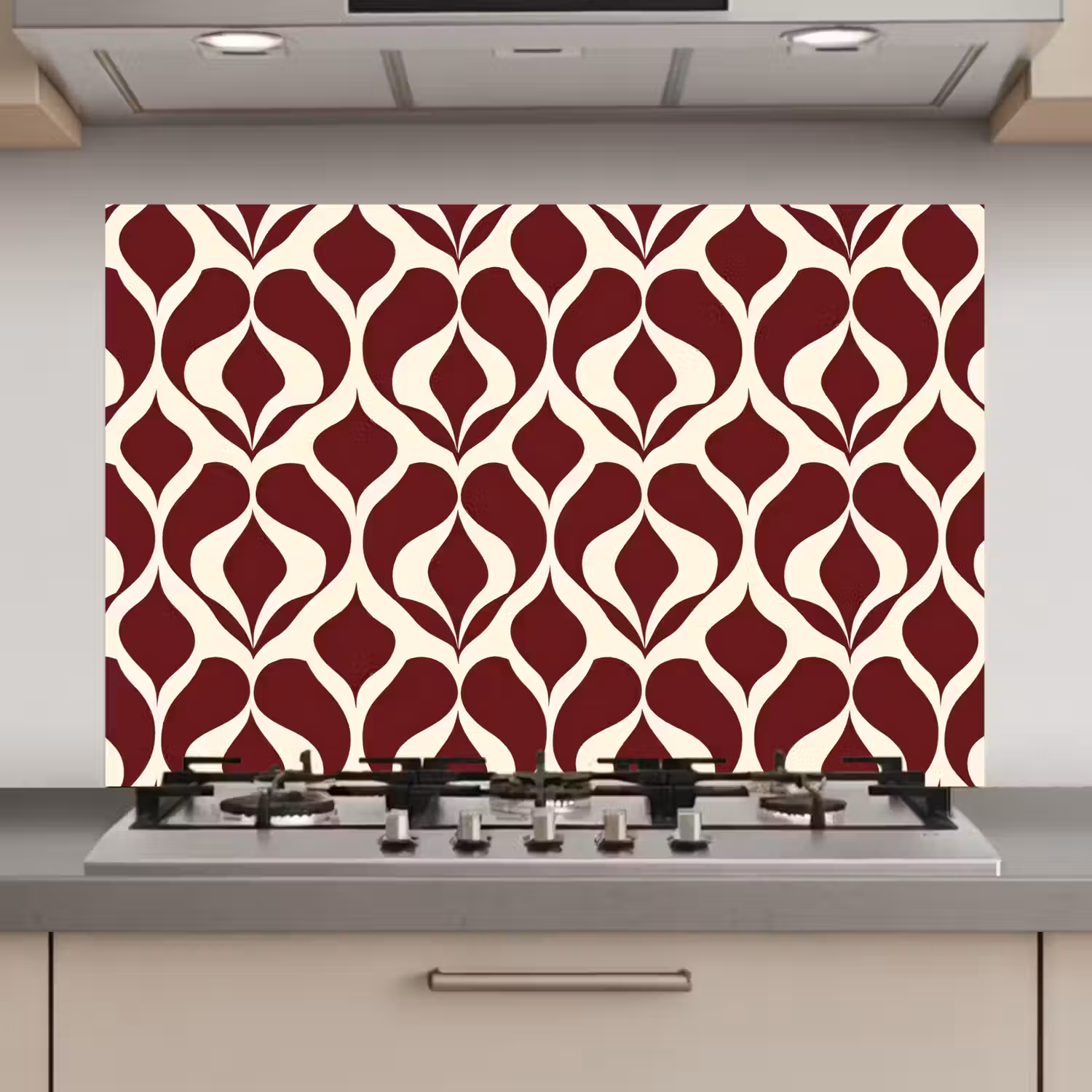 Rood - Druppelpatroon - Grafisch keuken achterwand spatscherm klein 900 -3d_website