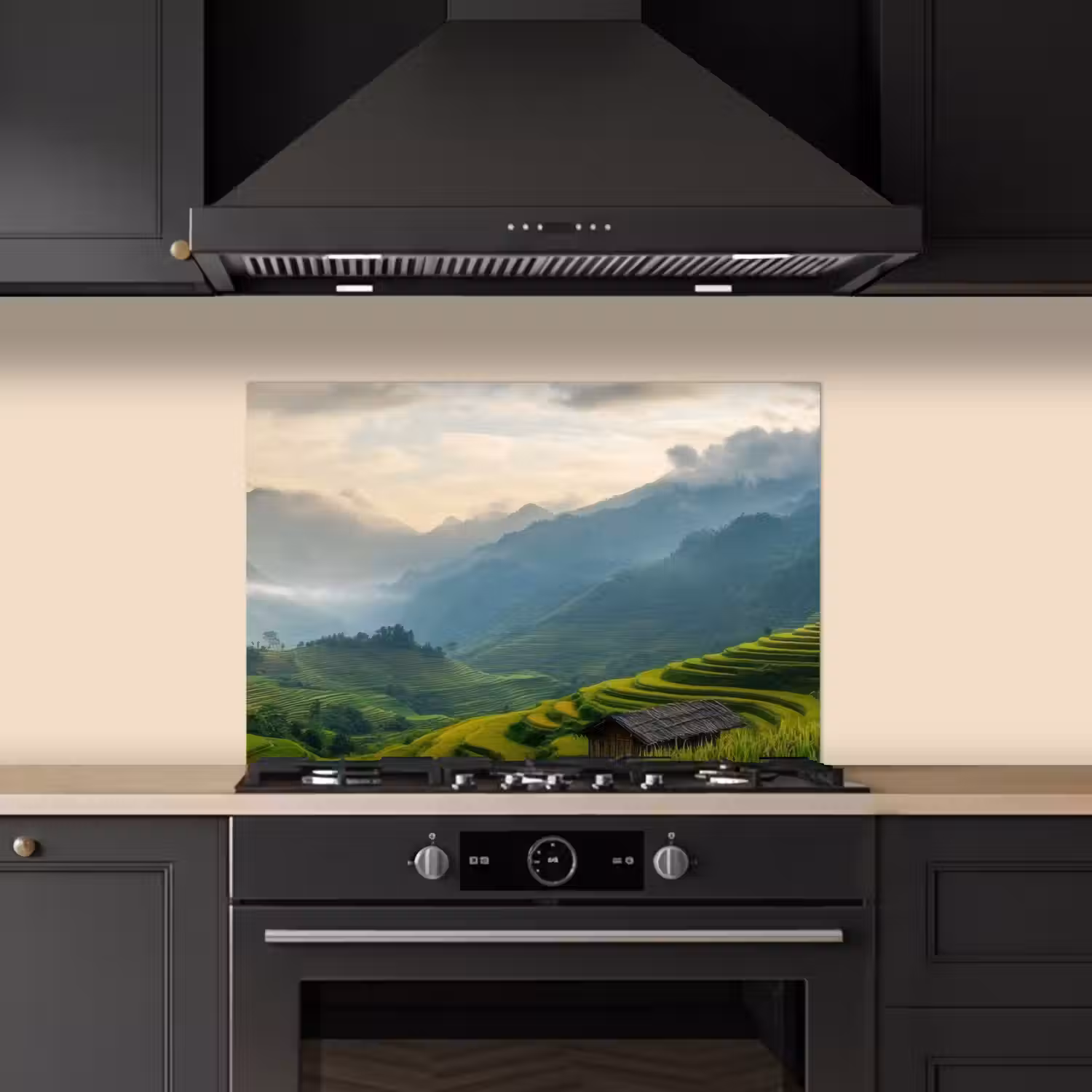 Rijstvelden - Bergen - Groen - Natuur keuken achterwand spatscherm klein -sfeer1