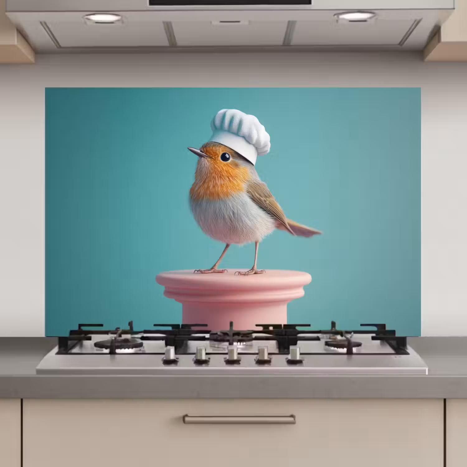 Roodborstje - Vogel - Koksmuts - Sokkel keuken achterwand spatscherm klein -3d_website
