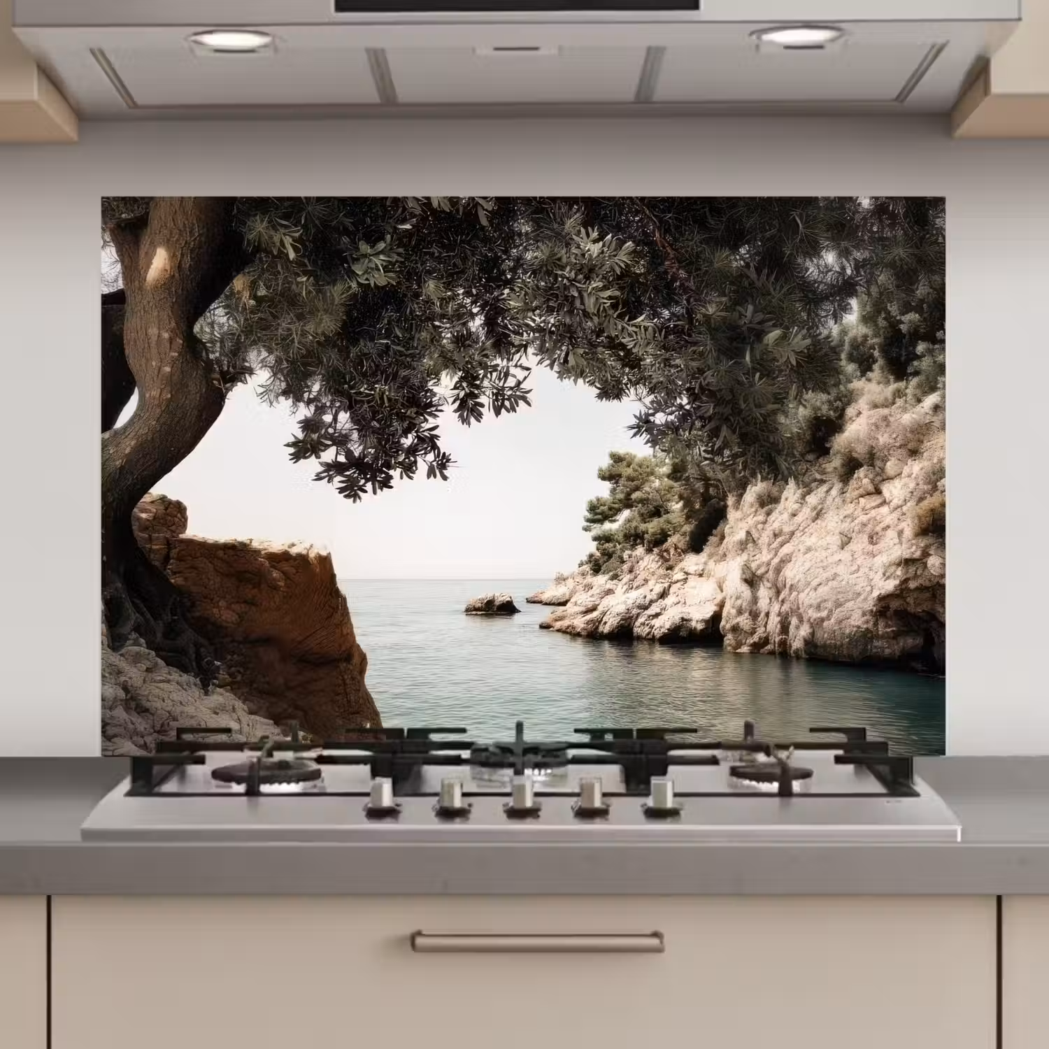 Rotsen - Zee - Boom - Groen keuken achterwand spatscherm klein -3d_website