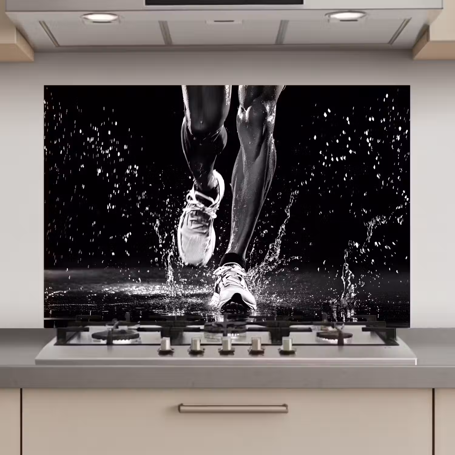 Hardloopschoenen - Rennen - Druppels - Zwart keuken achterwand spatscherm klein -3d_website