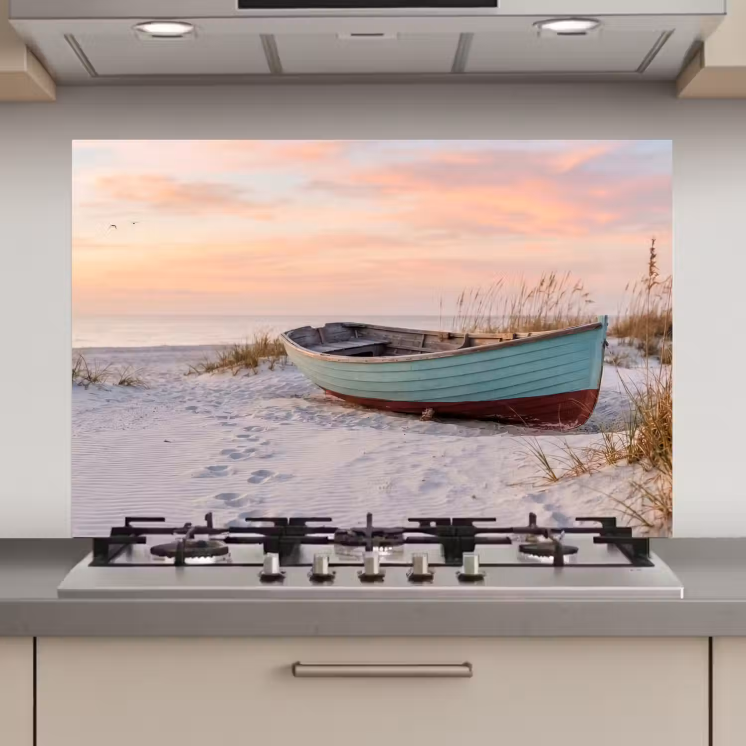 Rustiek - Roeiboot - Zandstrand keuken achterwand spatscherm klein -3d_website