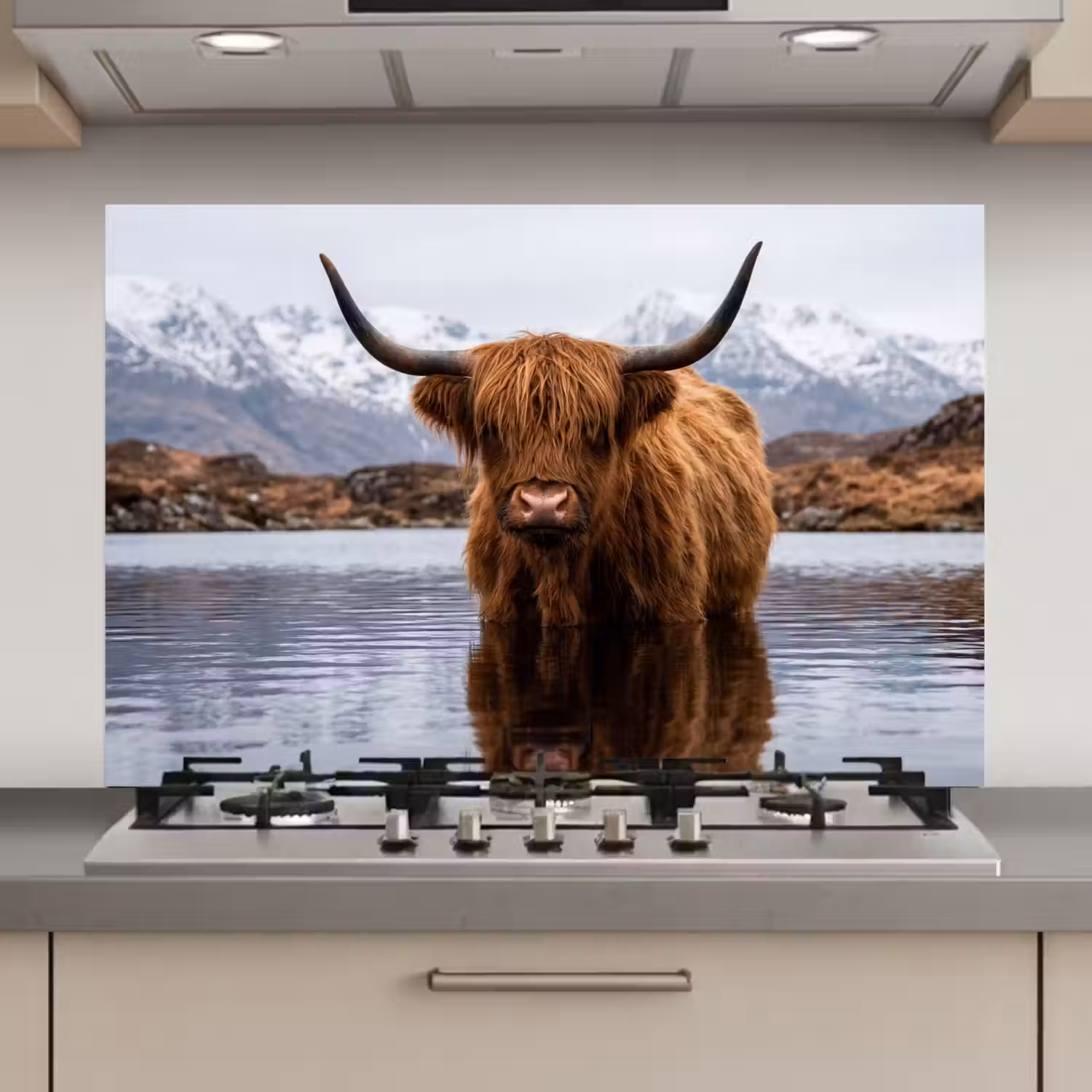 Schotse hooglander - Bruin - Water keuken achterwand spatscherm klein -3d_website