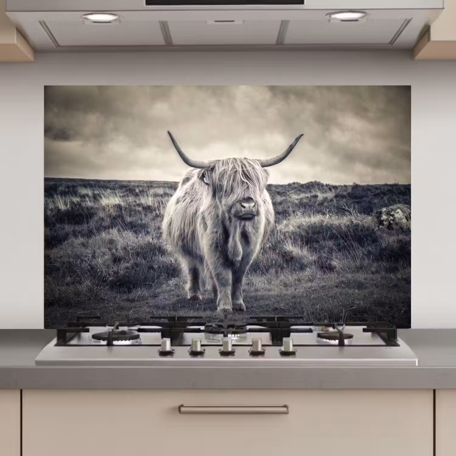 Schotse hooglander - Dieren - Wolken - Koe - Natuur keuken achterwand spatscherm klein -3d_website