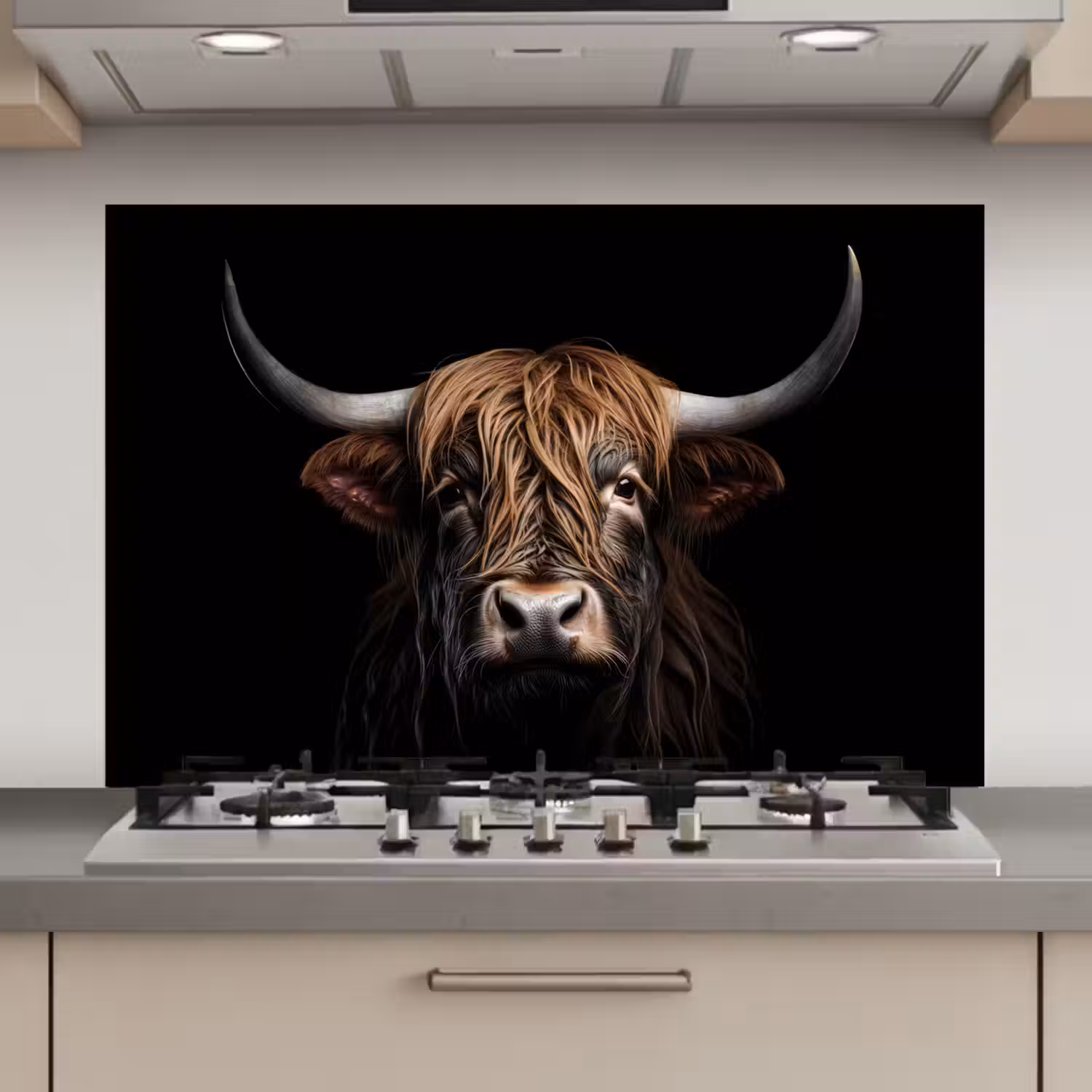 Schotse hooglander - Portret - Zwart - Dier keuken achterwand spatscherm klein -3d_website