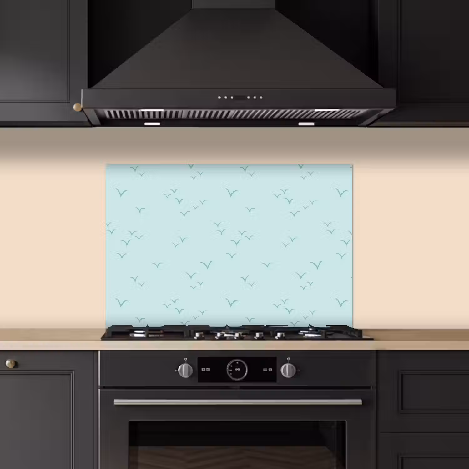Meeuwen - Mint - Patroon keuken achterwand spatscherm klein 900 -sfeer1