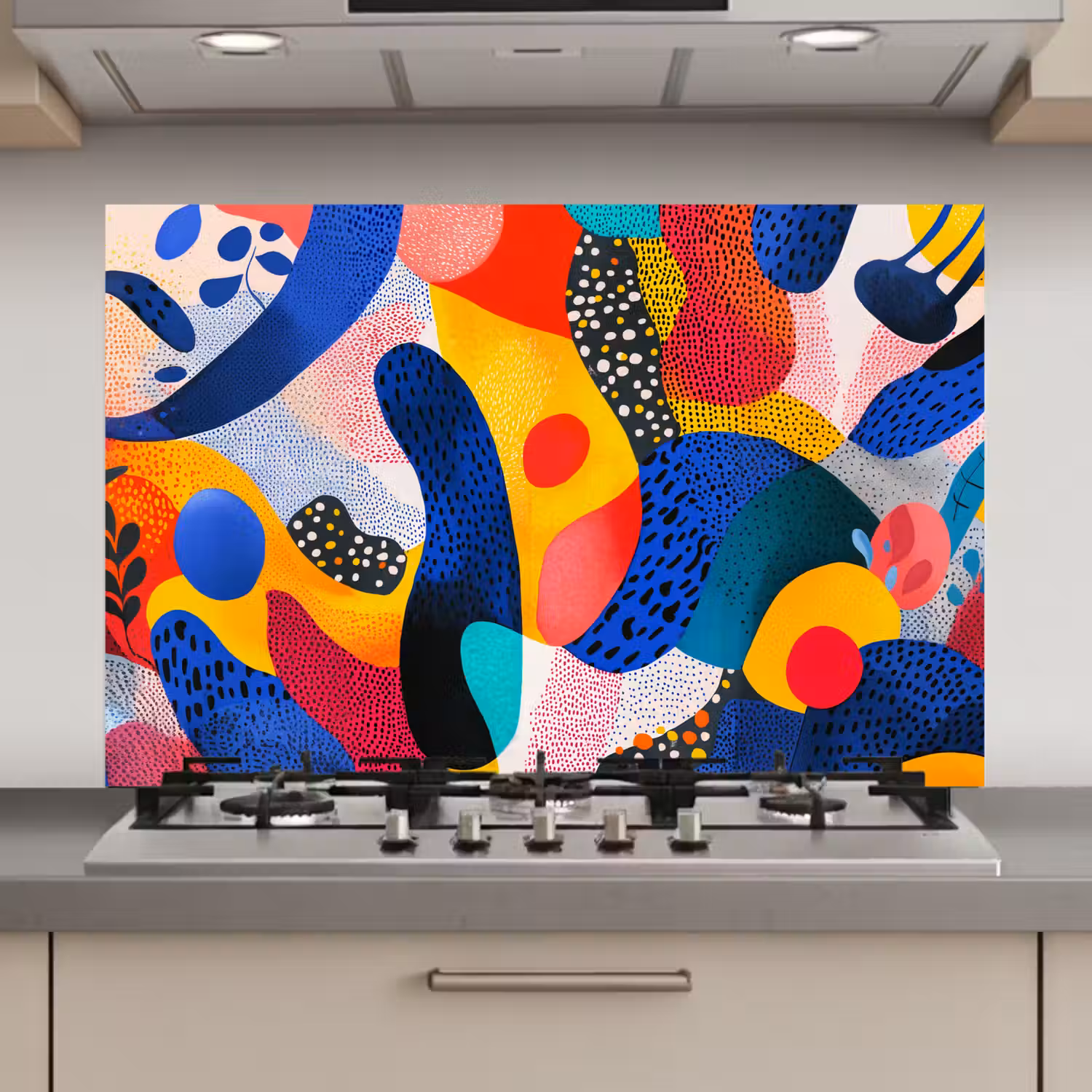 Vormen - Abstract - Stippels - Blauw keuken achterwand spatscherm klein -3d_website
