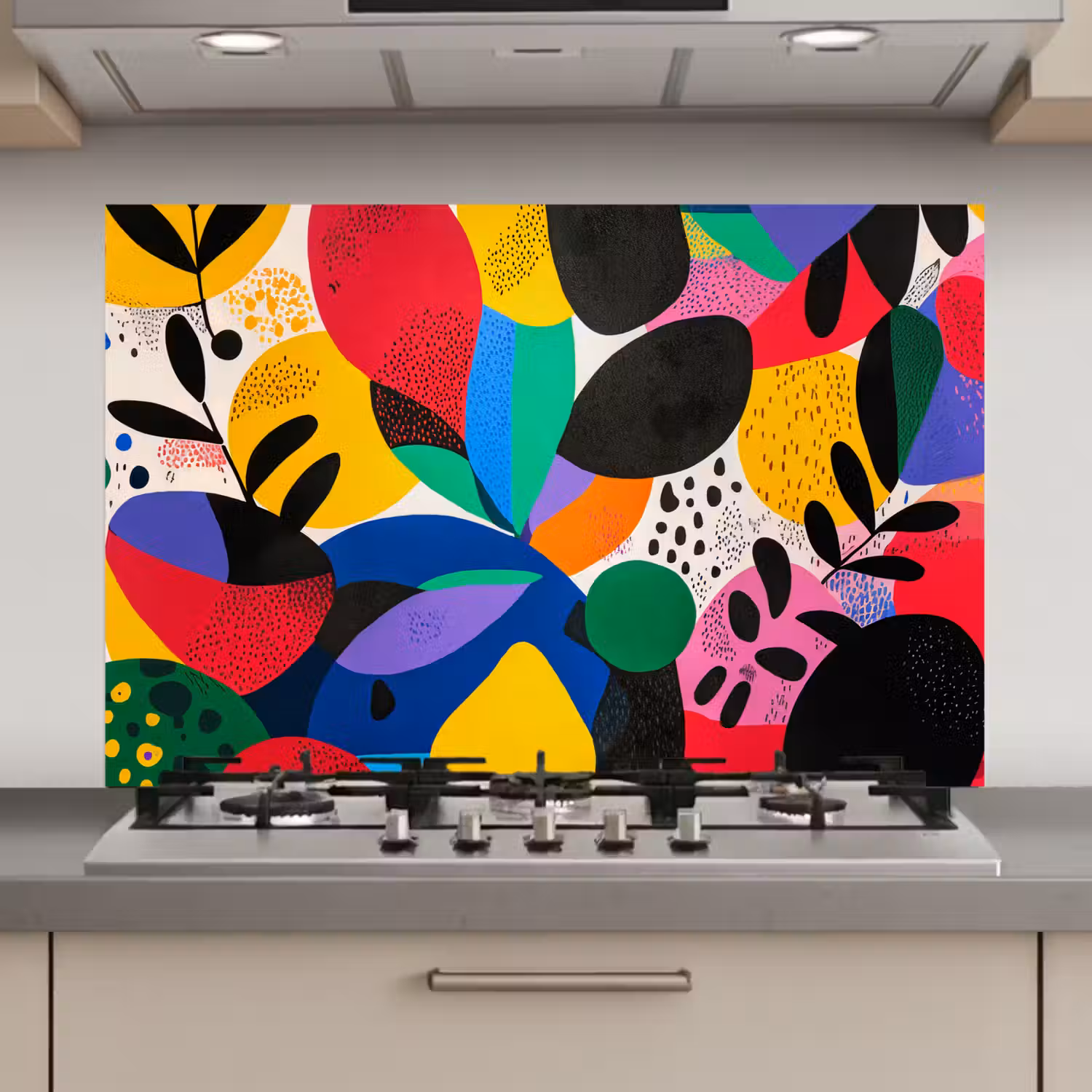Vormen - Stippen - Kleurrijk keuken achterwand spatscherm klein -3d_website