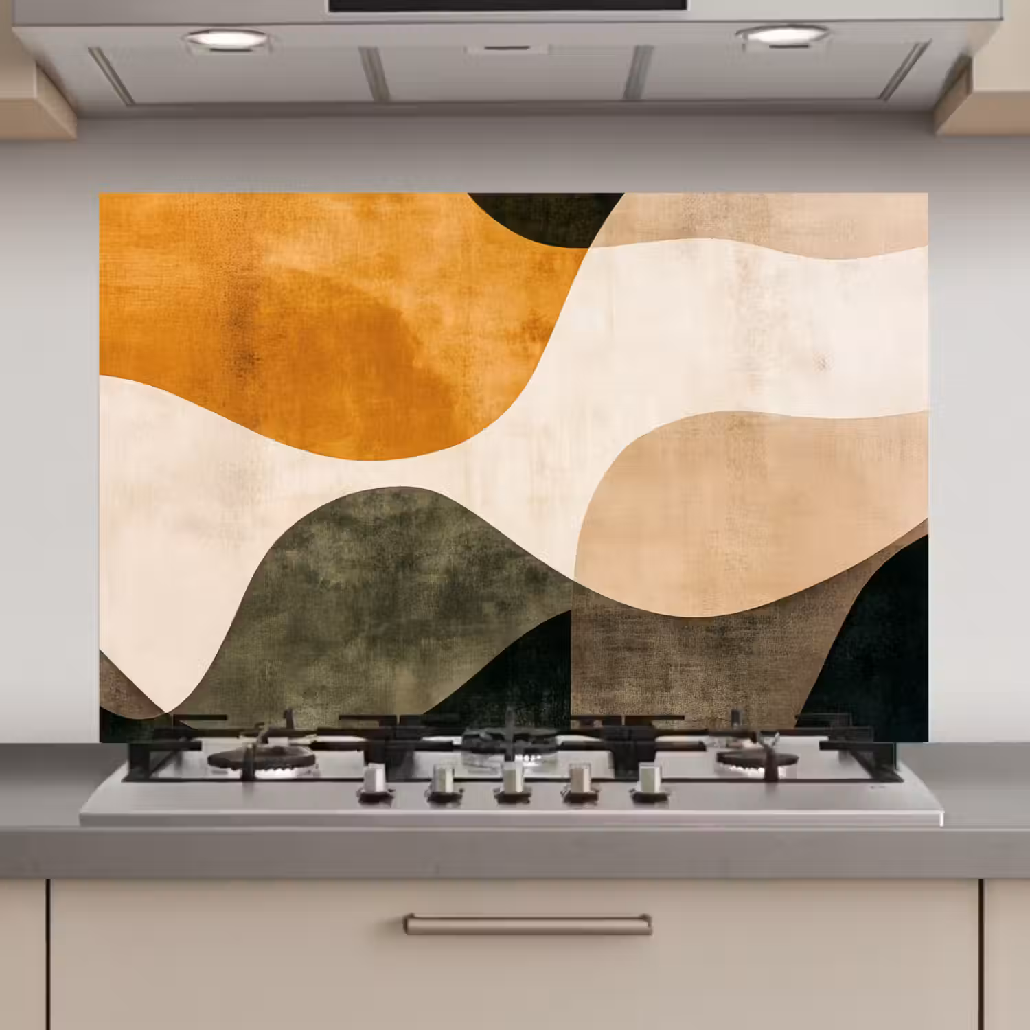 Vormen - Okergeel - Abstract keuken achterwand spatscherm klein -3d_website