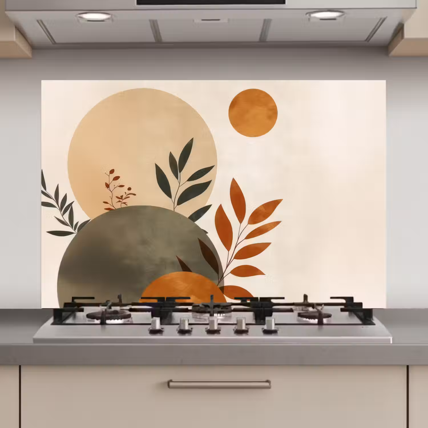 Vormen - Rond - Bladeren - Beige keuken achterwand spatscherm klein -3d_website