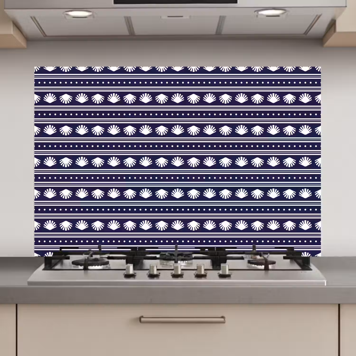 Schelp - Nautisch - Blauw - Wit keuken achterwand spatscherm klein 900 -3d_website